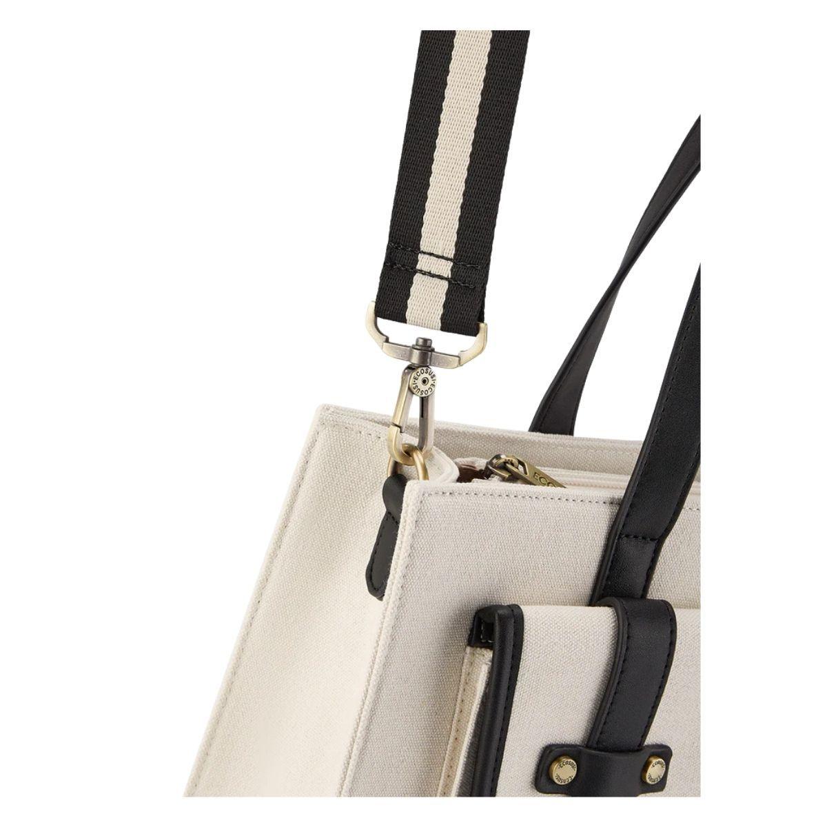 Ecosusi Bolso Tote Lienzo de Olivia para notebook 13" - Blanco y Negro-5