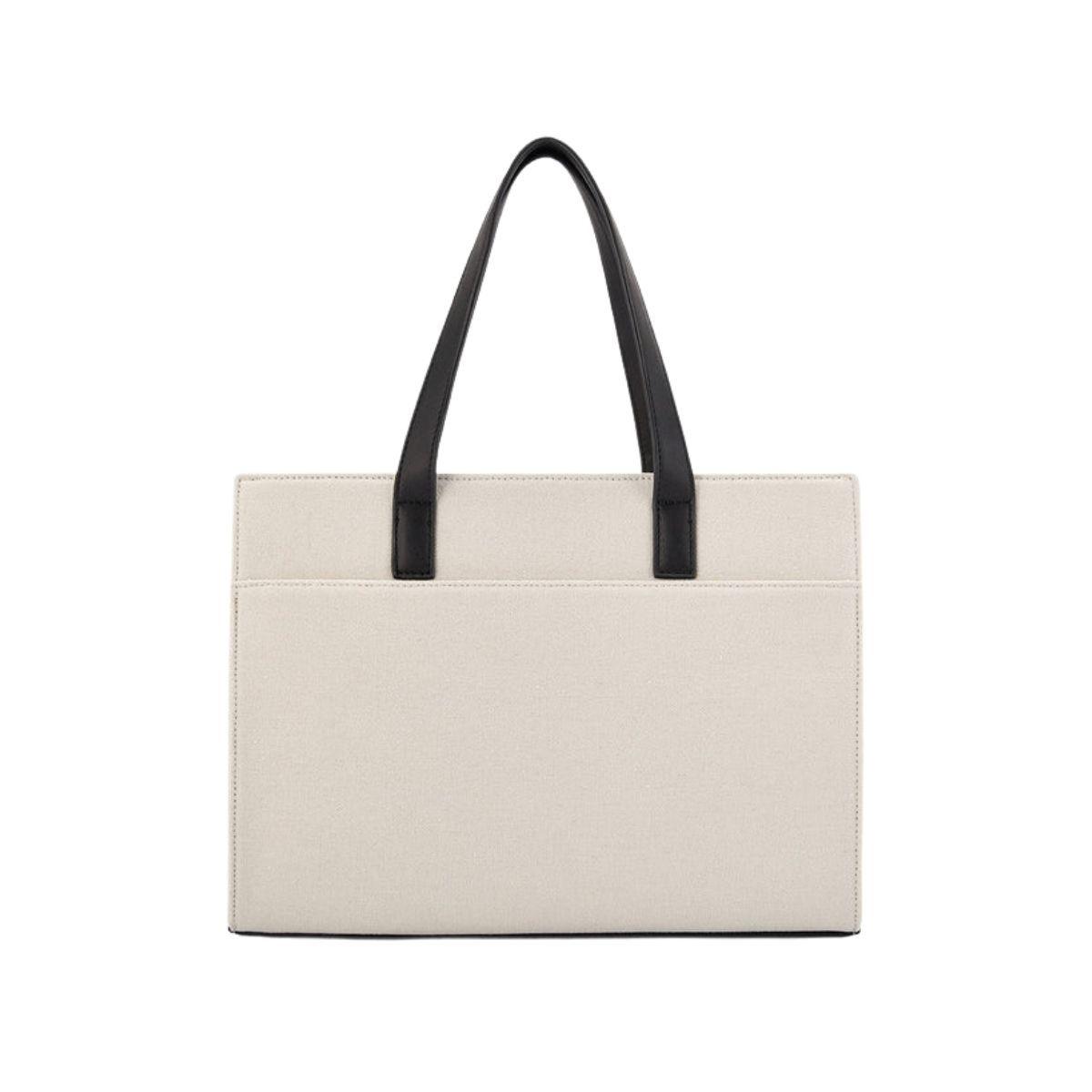 Ecosusi Bolso Tote Lienzo de Olivia para notebook 13" - Blanco y Negro-6