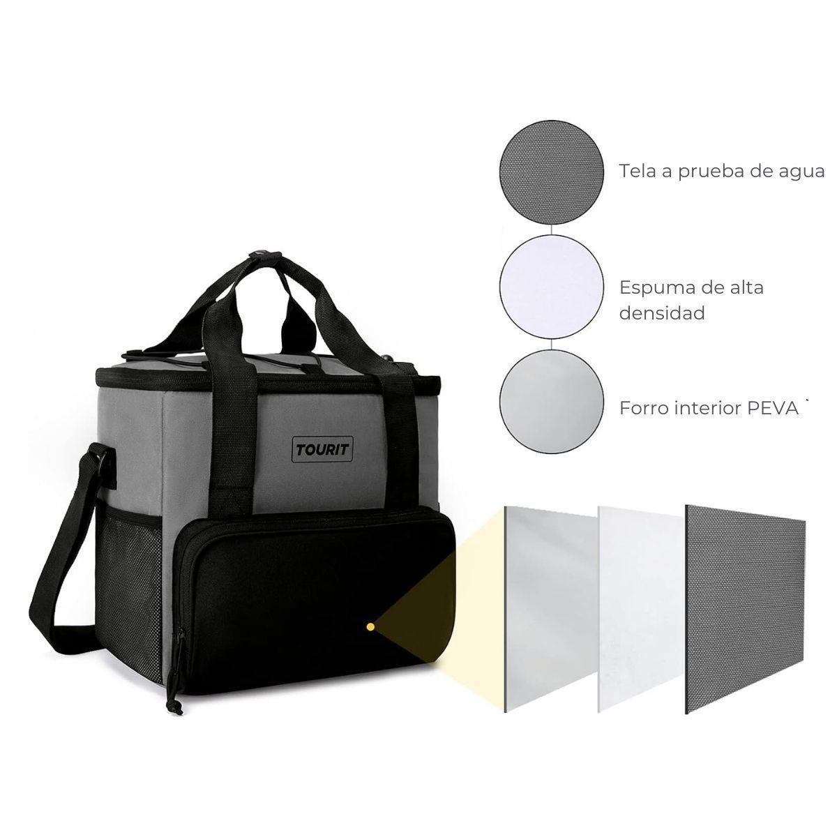 Tourit Cooler Bag Refrigerador Aislado Portátil de 14L - Gris-4
