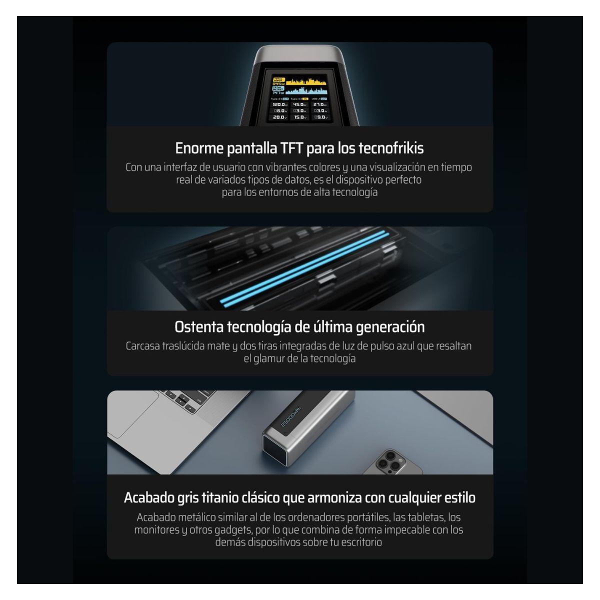 Cuktech Power Bank P Series 210W 25000 mAh Plateado-4