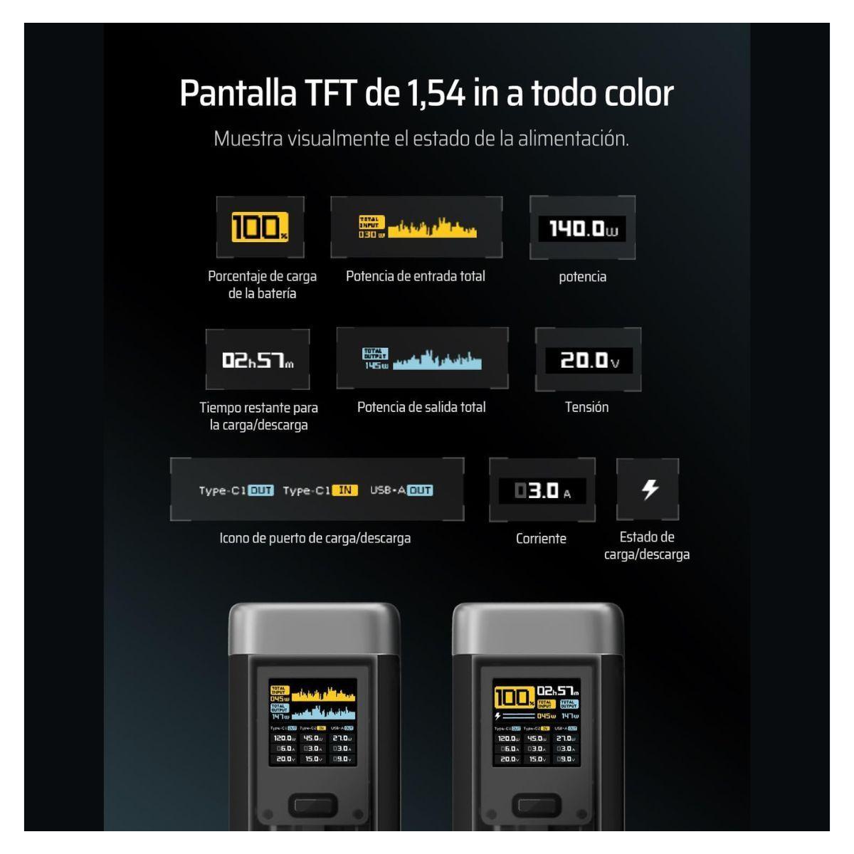 Cuktech Power Bank P Series 210W 25000 mAh Plateado-6