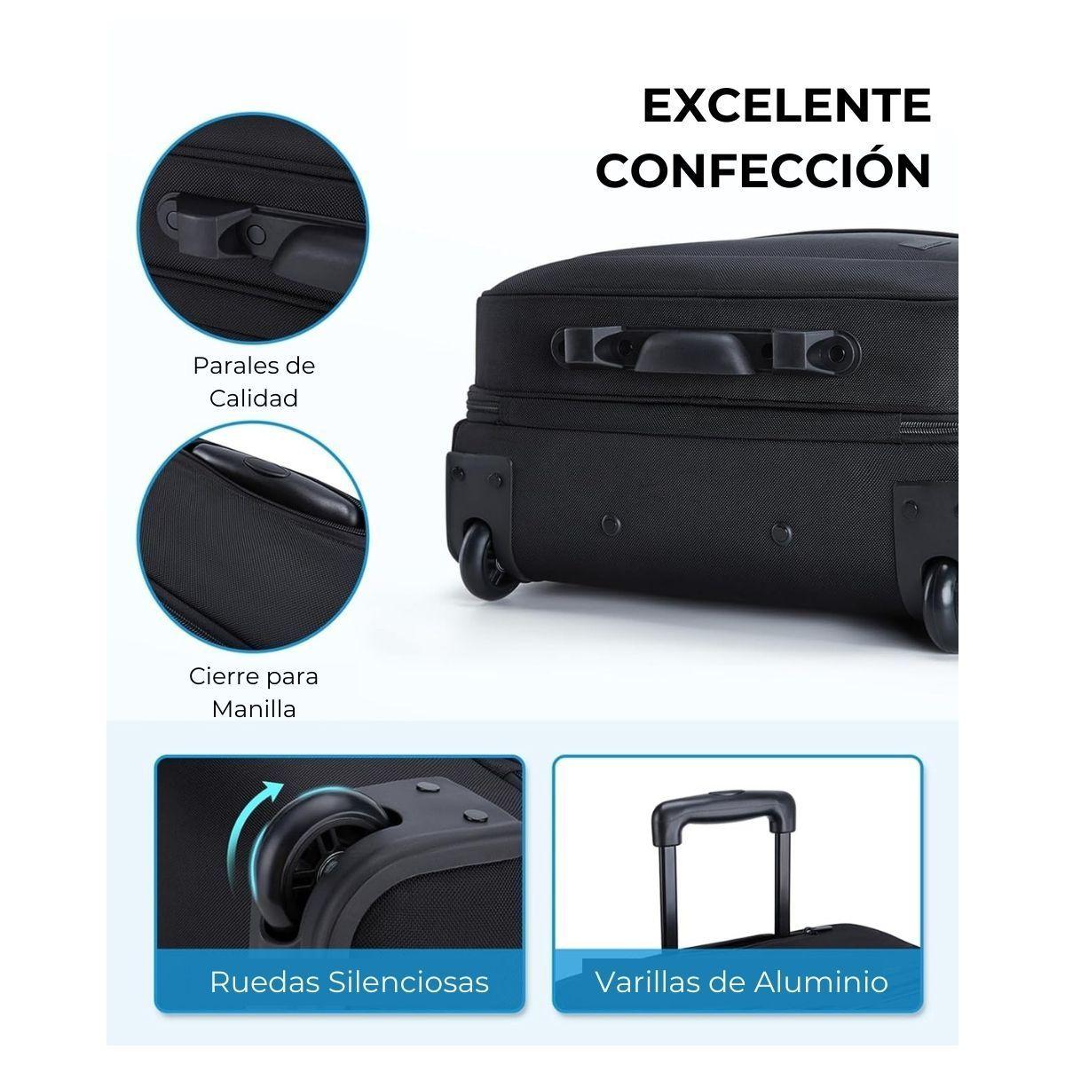 Bagsmart Maletín Viajero Ruedas para 17.3" Negro-5