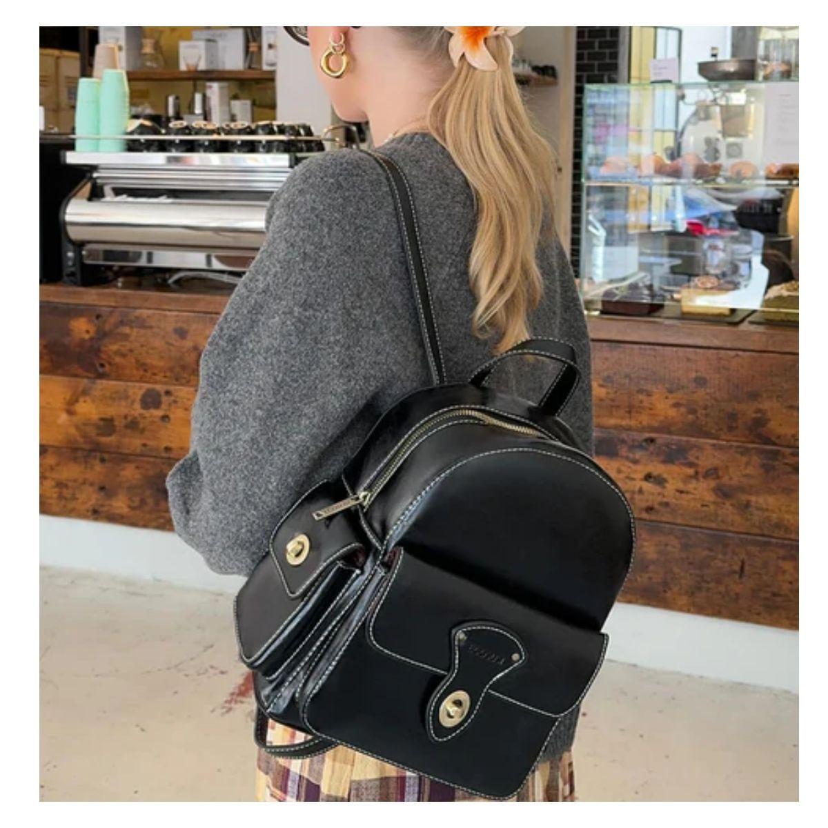 Ecosusi Mini Mochila Alison de Cuero Vegano - Negro-2