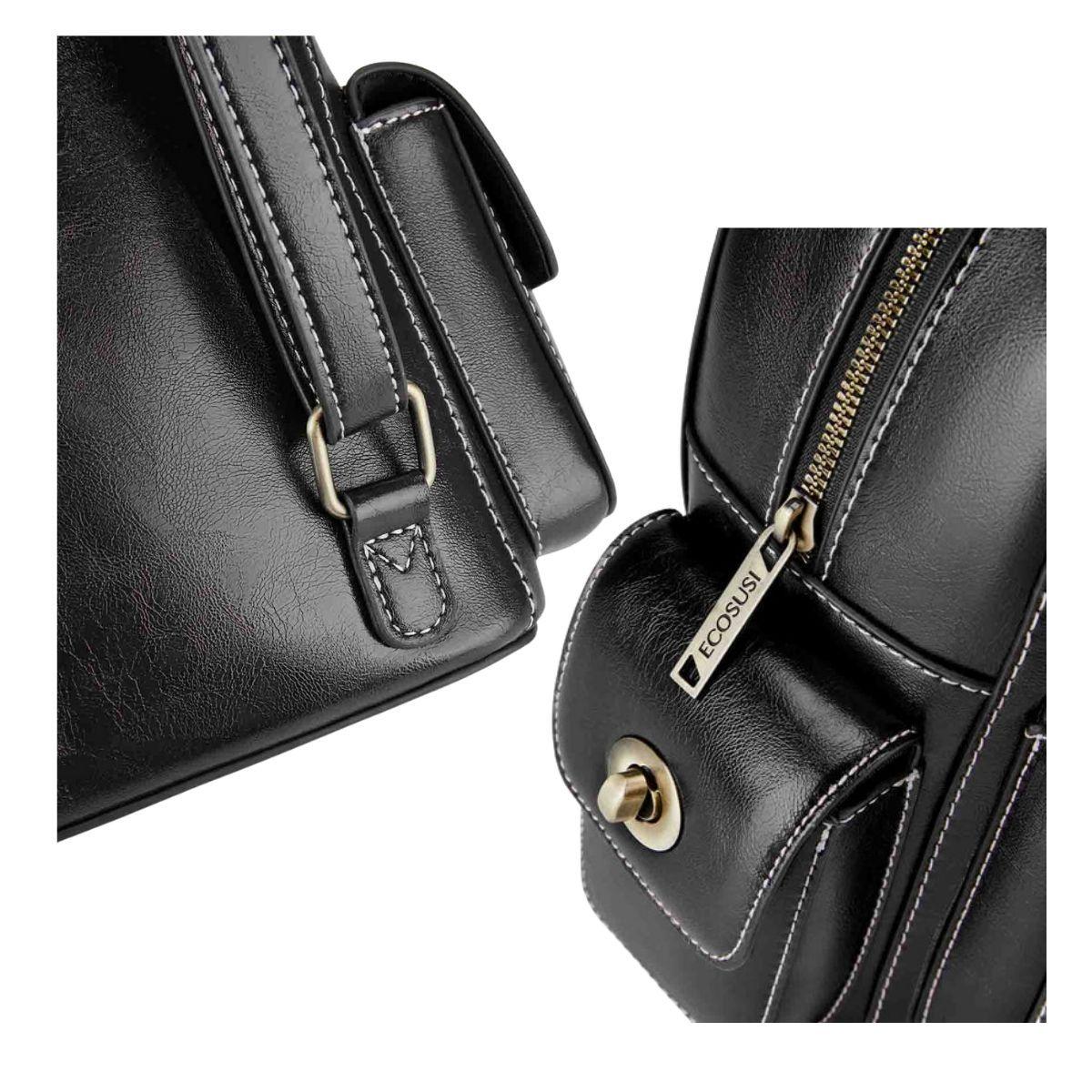 Ecosusi Mini Mochila Alison de Cuero Vegano - Negro-6