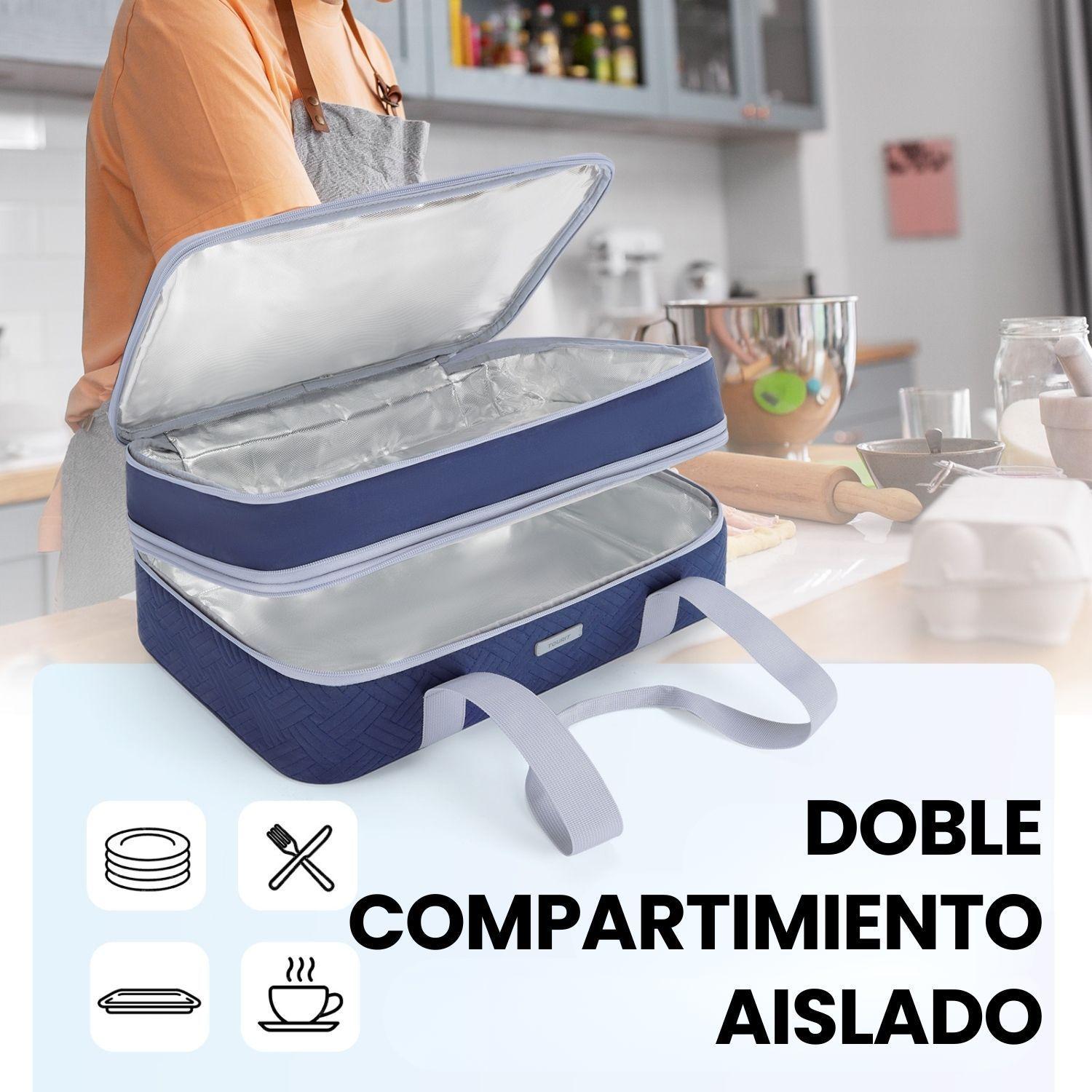 Tourit Bolsa Térmica Doble Comida 23x33cm Impermeable Azul-5