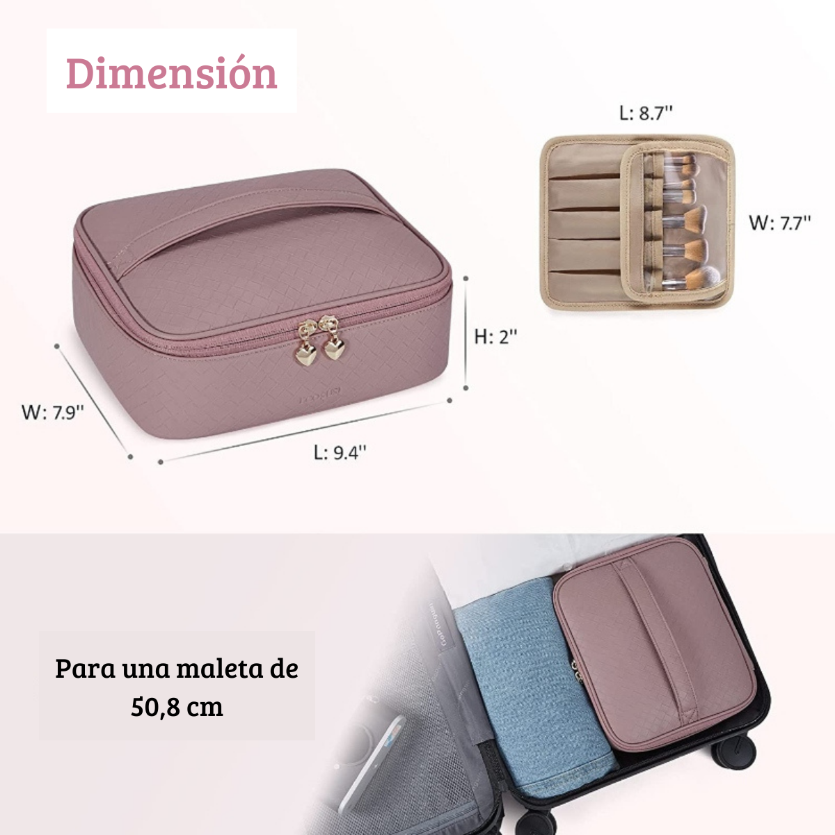 Ecosusi Neceser TRYN para maquillaje accesorios - Rosado-4
