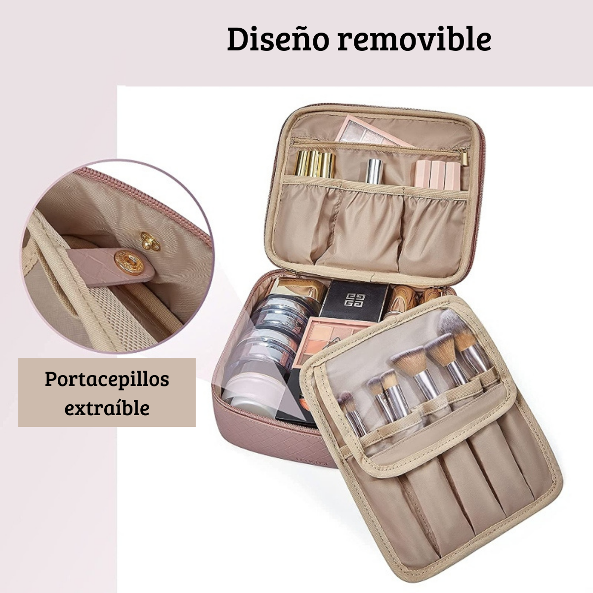 Ecosusi Neceser TRYN para maquillaje accesorios - Rosado-2