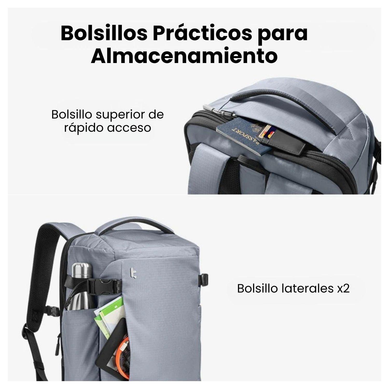 Tomtoc Mochila de Viaje Navigator-T66 Liteway para Notebook 16" 28L Gris-6