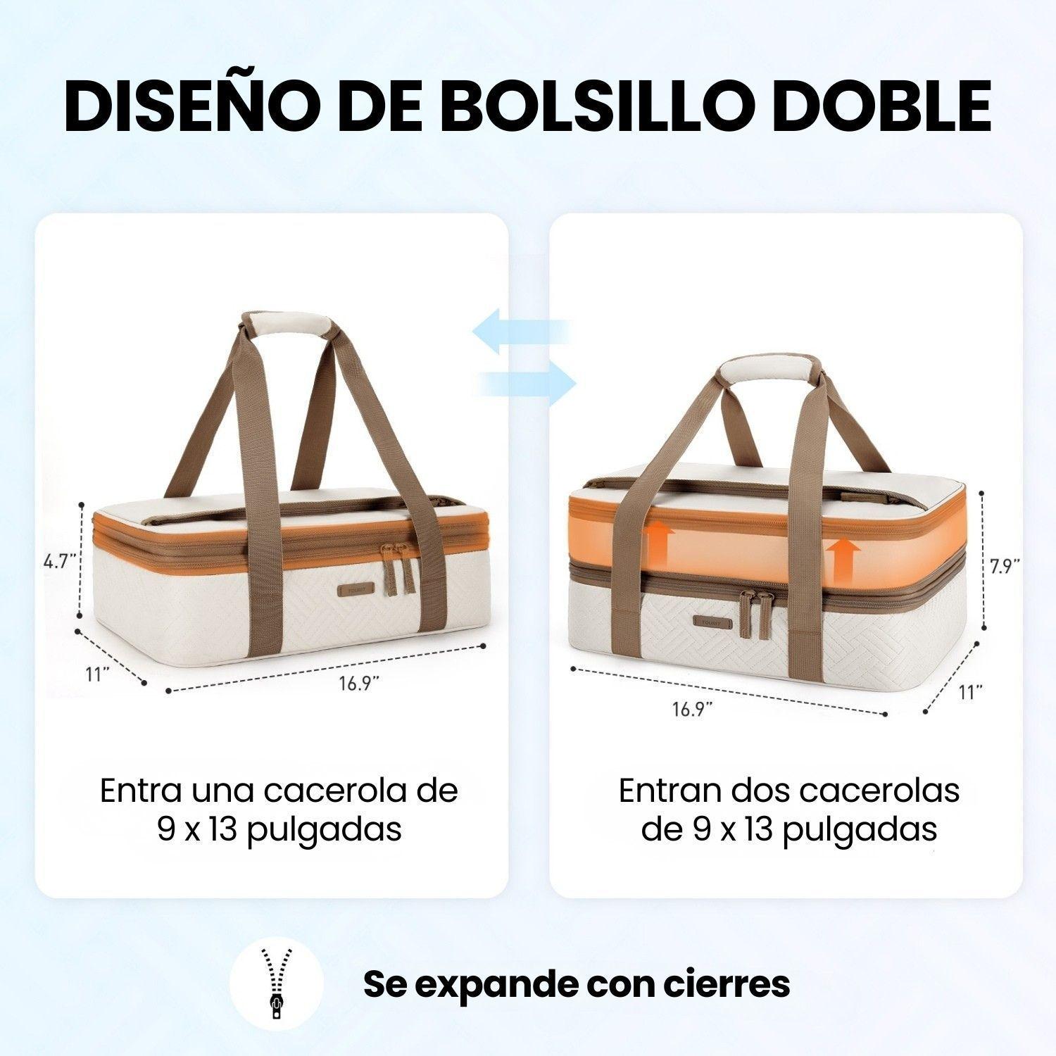 Tourit Bolsa Térmica Doble Comida 23x33cm Impermeable Beige-5