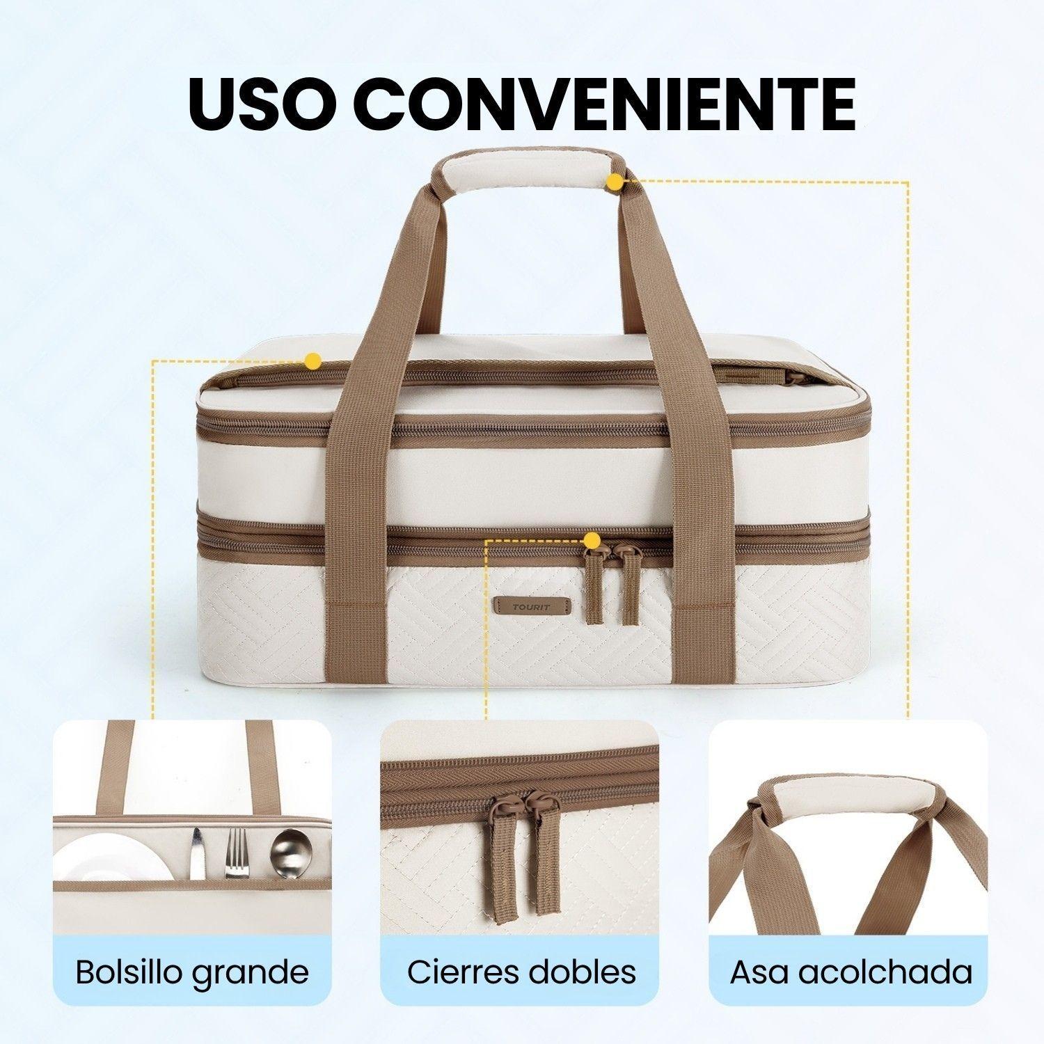 Tourit Bolsa Térmica Doble Comida 23x33cm Impermeable Beige-7