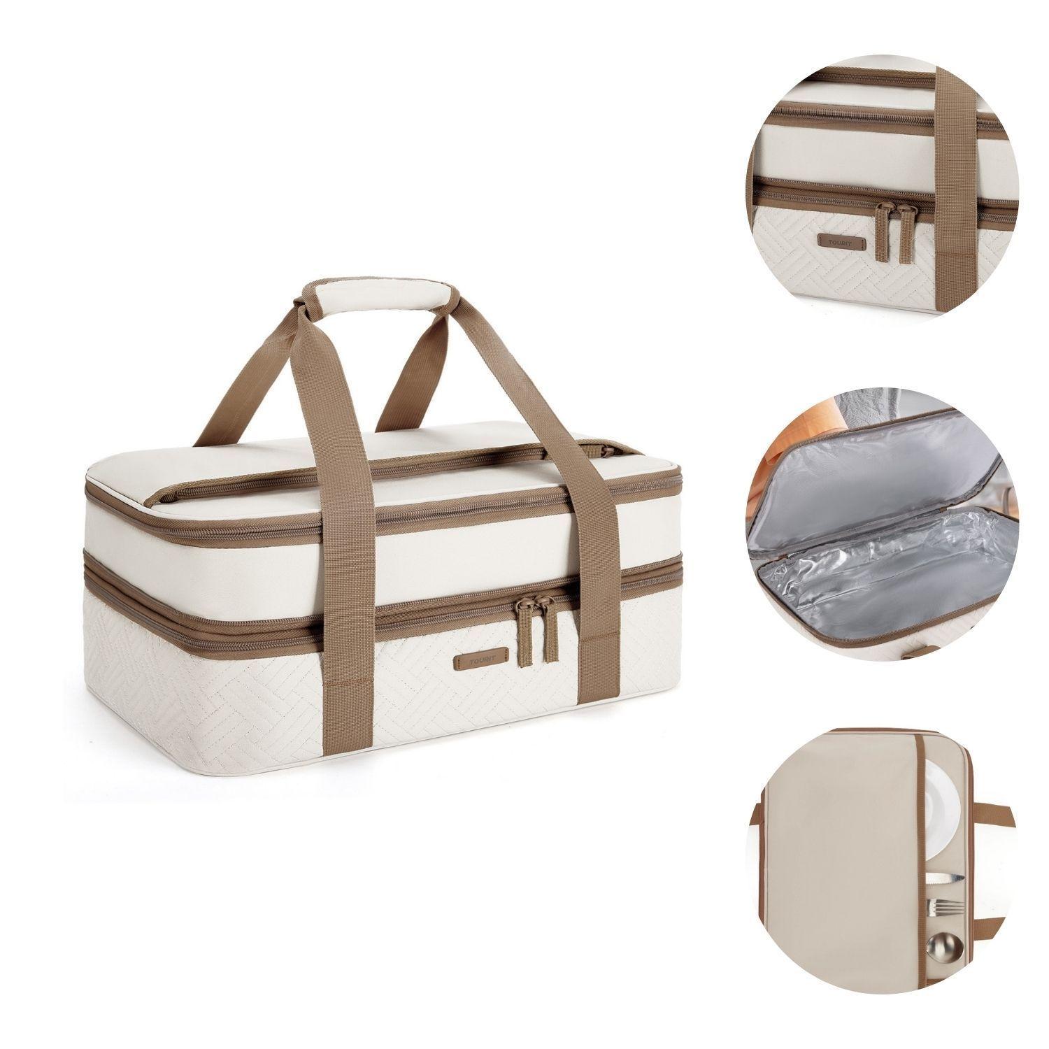 Tourit Bolsa Térmica Doble Comida 23x33cm Impermeable Beige-9