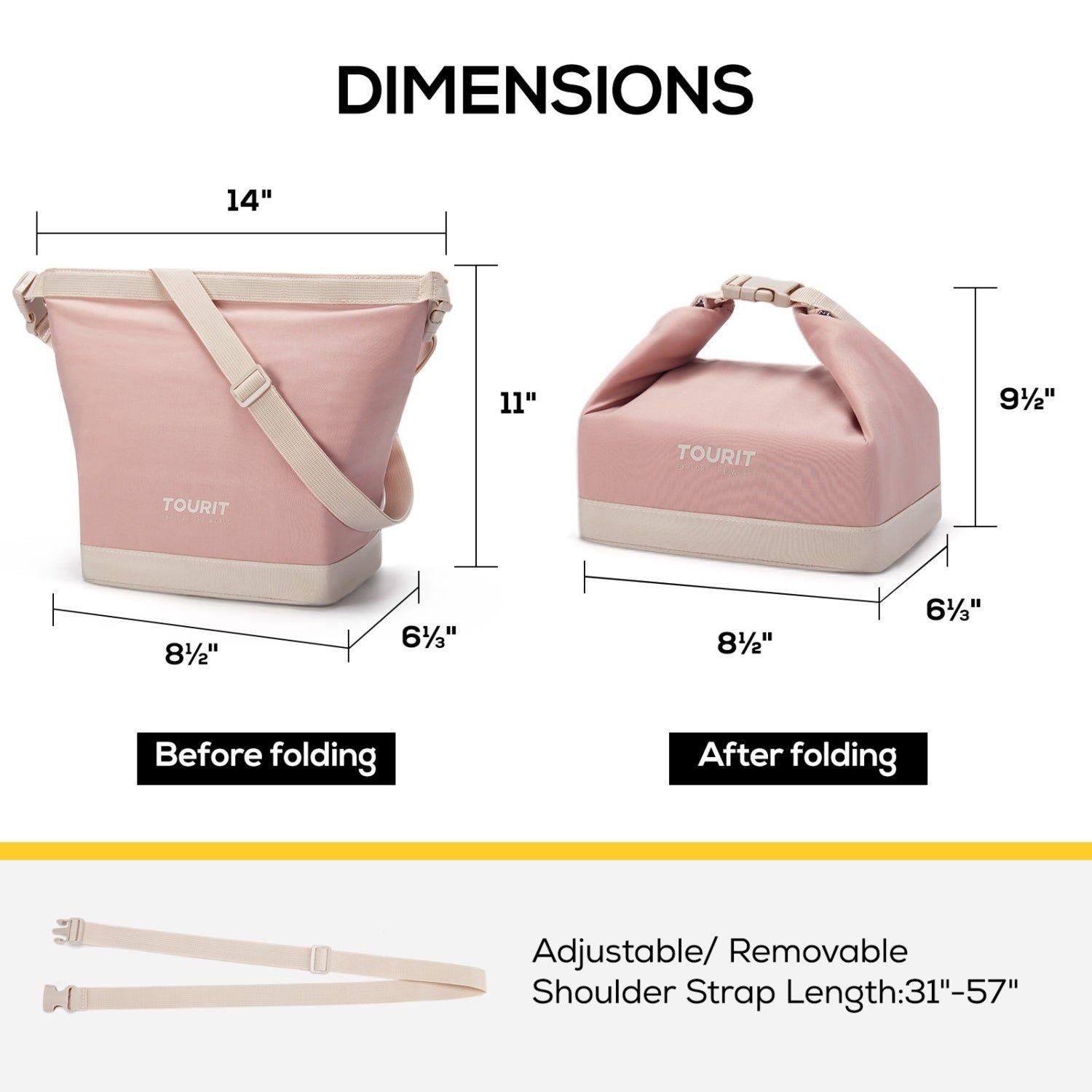 Tourit Lonchera Térmica Plegable de Apertura Amplia 5L a 10L Rosa-9