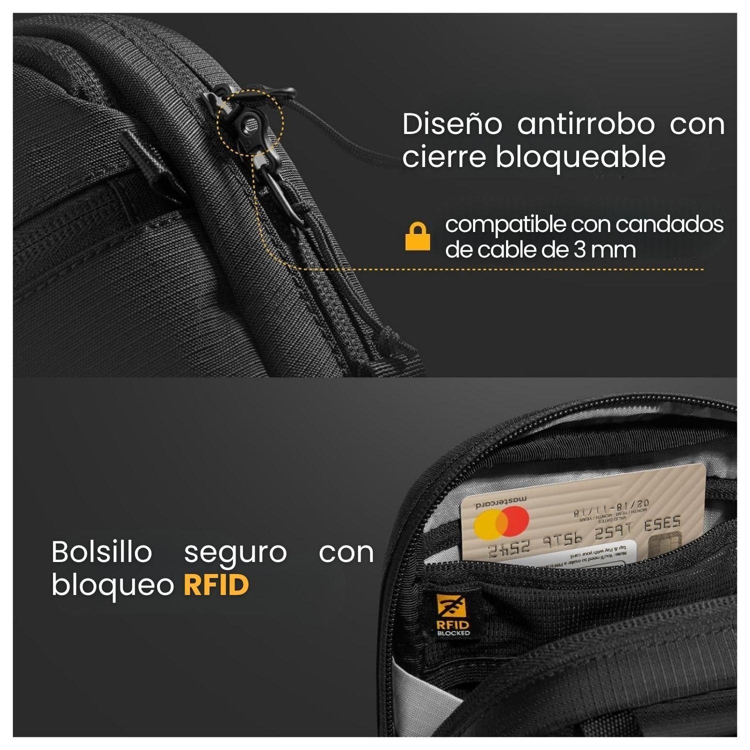 Tomtoc Bolso Bandolera de Viaje Aviator-T37 RFID Negro-5