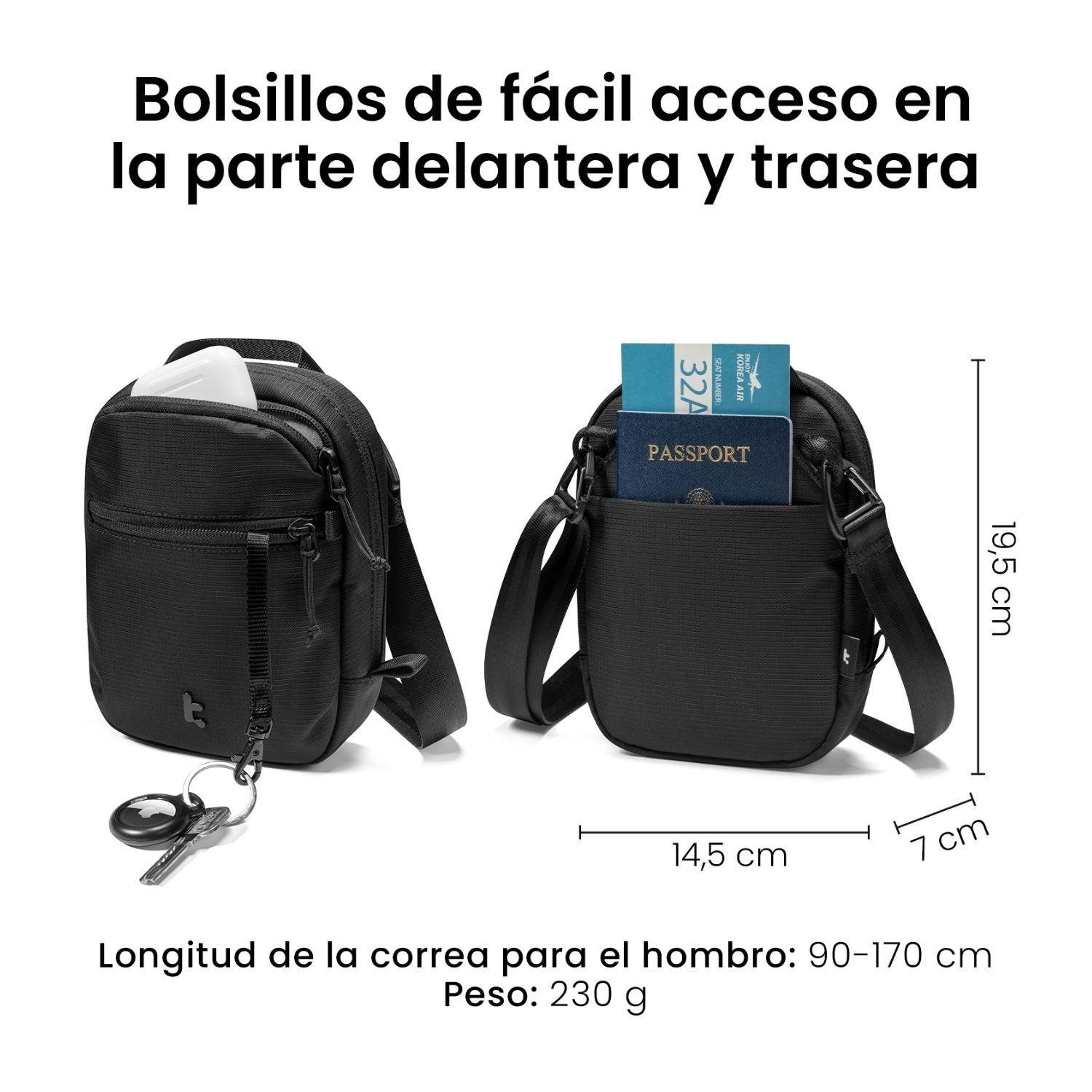 Tomtoc Bolso Bandolera de Viaje Aviator-T37 RFID Negro-8