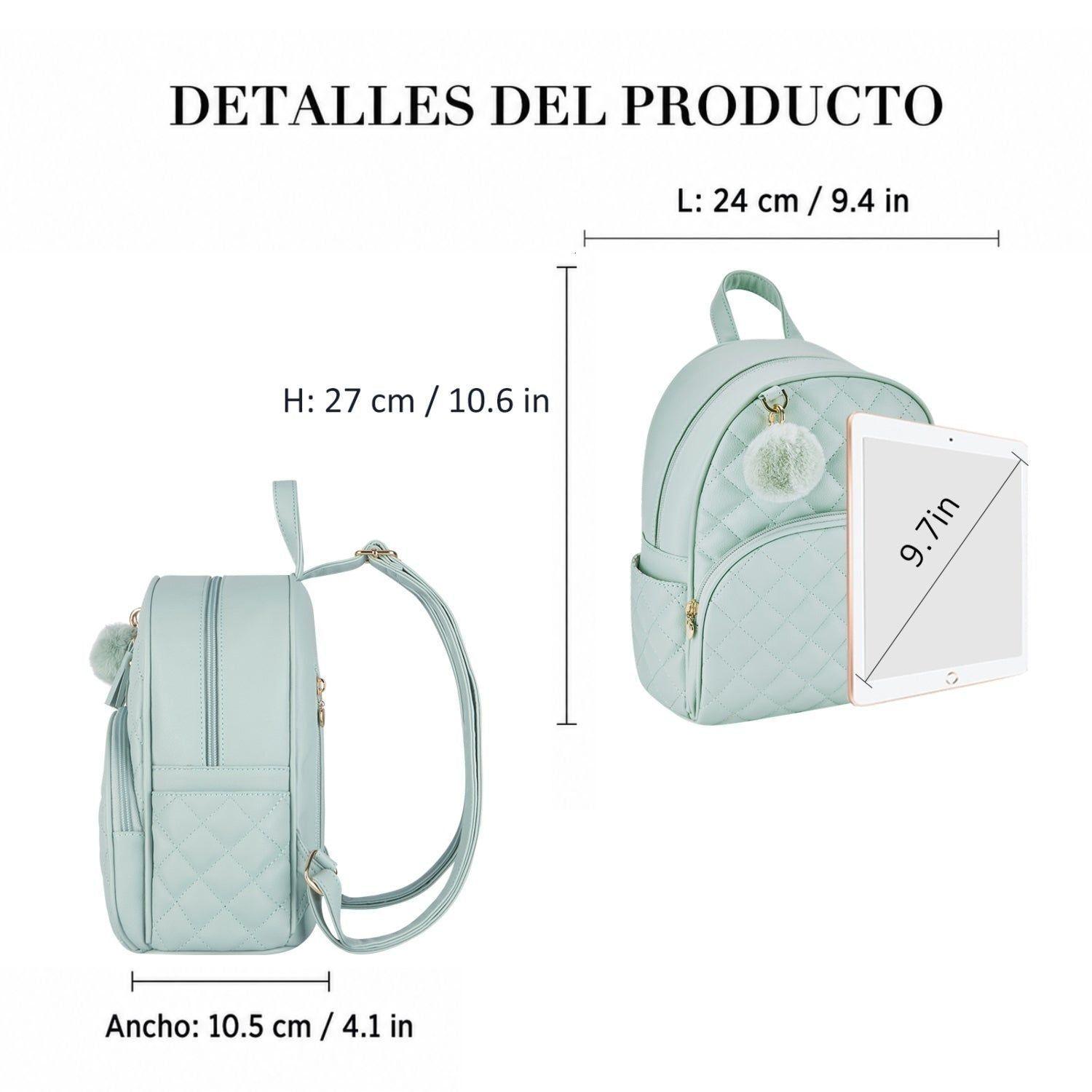 Ecosusi Mini Mochila Juvenil Acolchada para 9,7" Verde-5