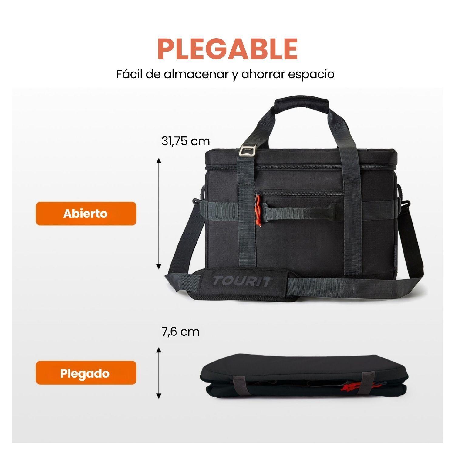 Tourit Cooler Bag Offroad Enfriador Aislado Portátil 60 latas 40L Negro-8