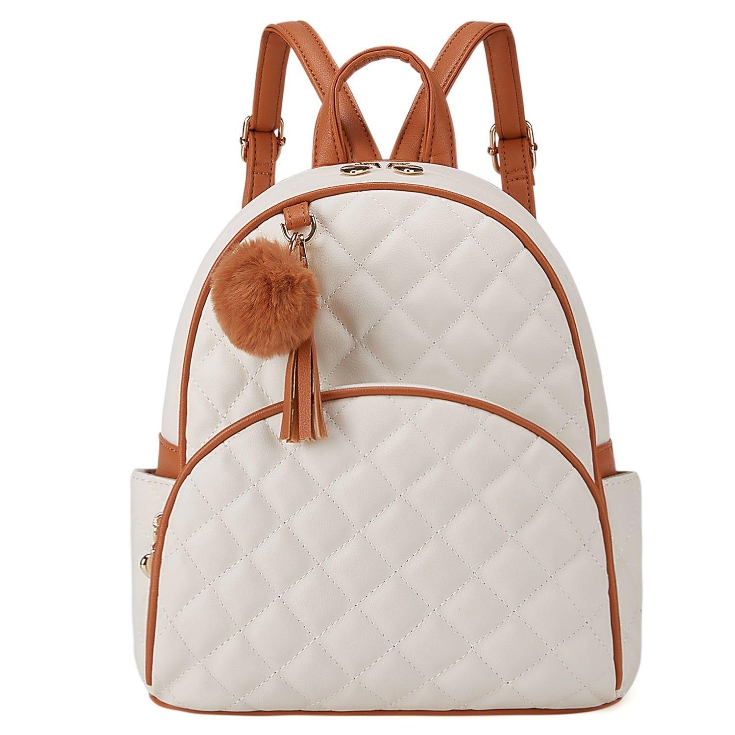 Ecosusi Mini Mochila Juvenil Acolchada para 9,7" Marrón y Beige-1