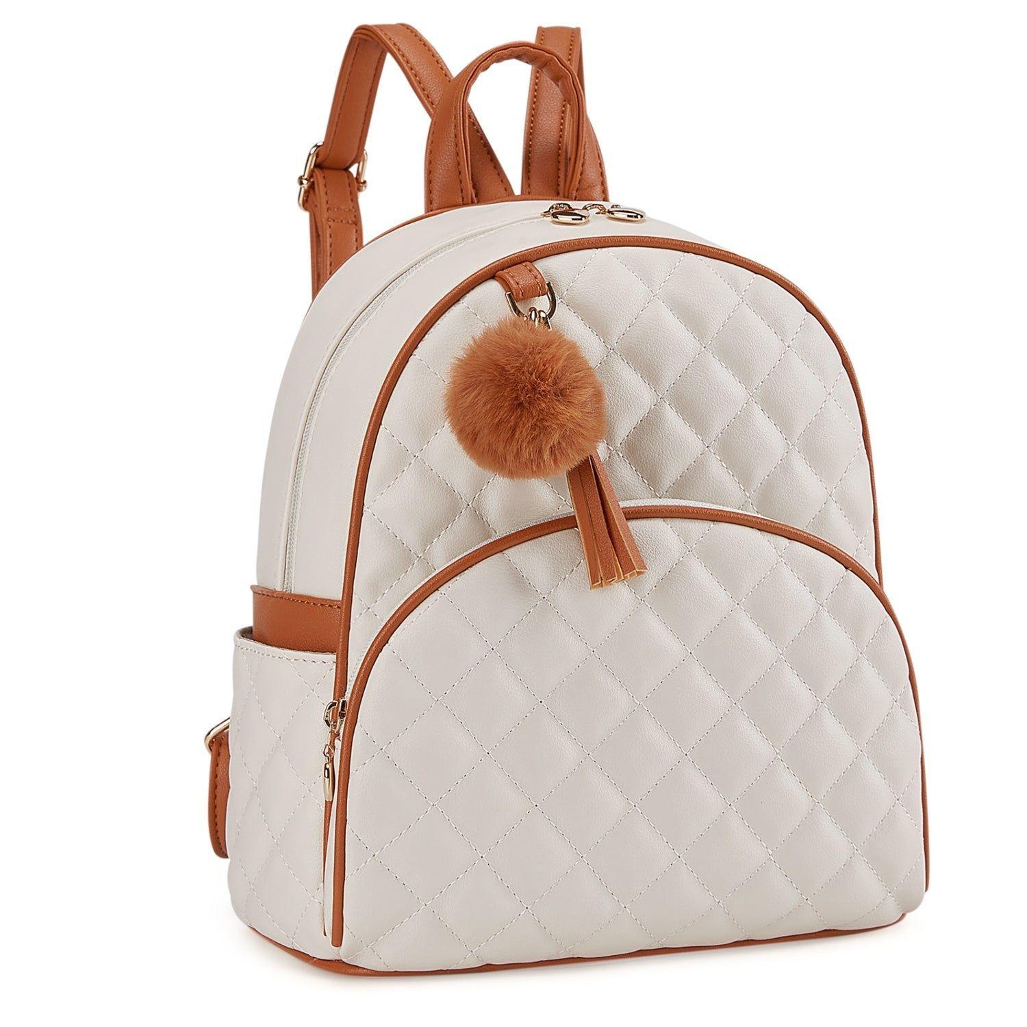 Ecosusi Mini Mochila Juvenil Acolchada para 9,7" Marrón y Beige-2