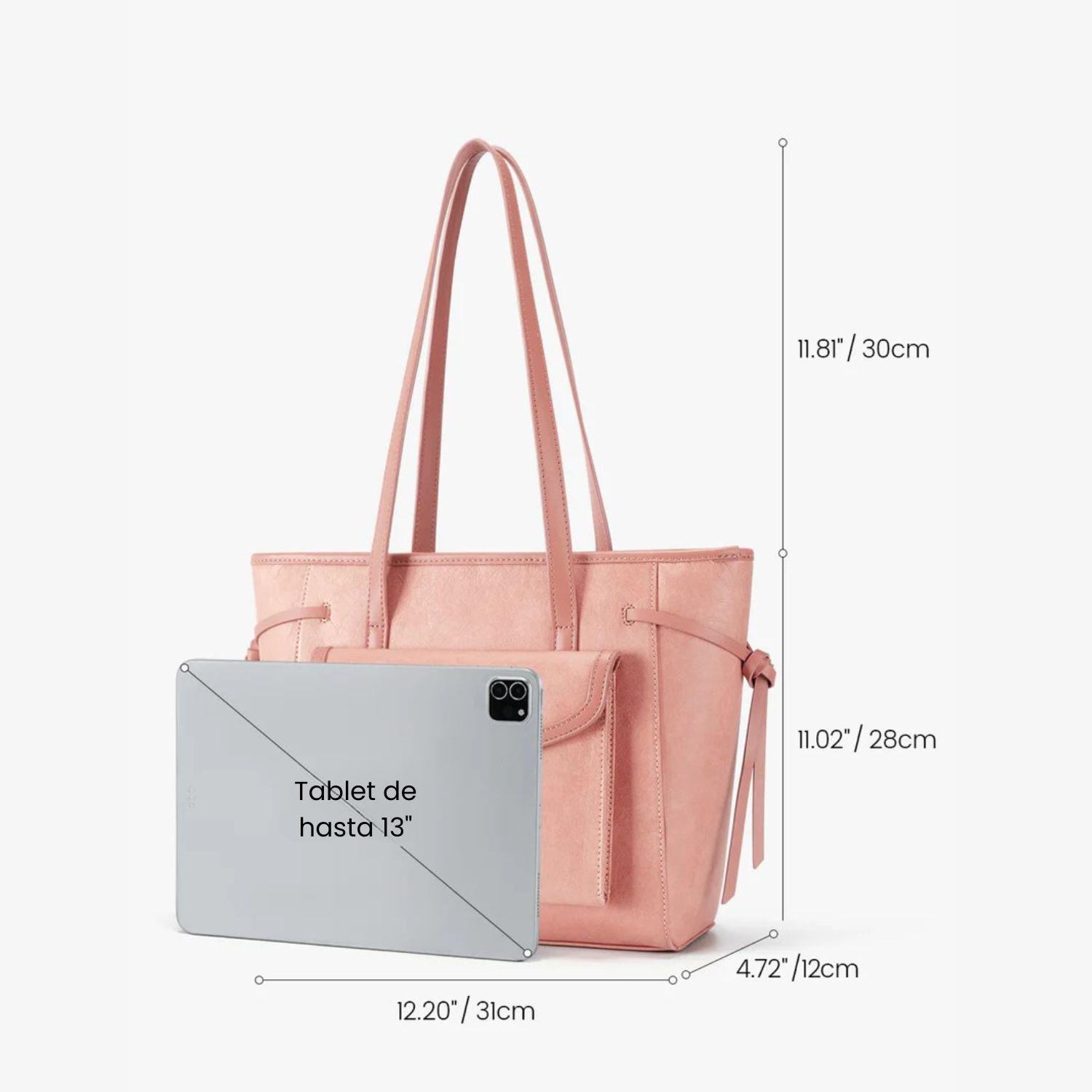 Ecosusi Bolso Tote Evelina de Papel Lavable 14L para 13" Rosado-2