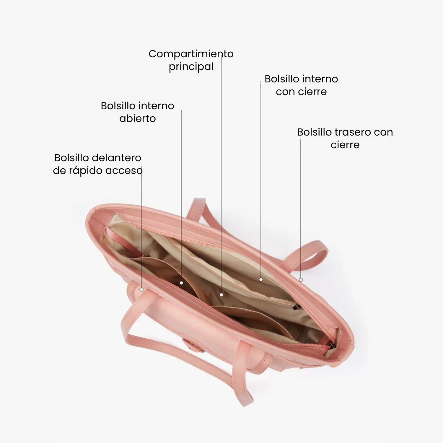 Ecosusi Bolso Tote Evelina de Papel Lavable 14L para 13" Rosado-3