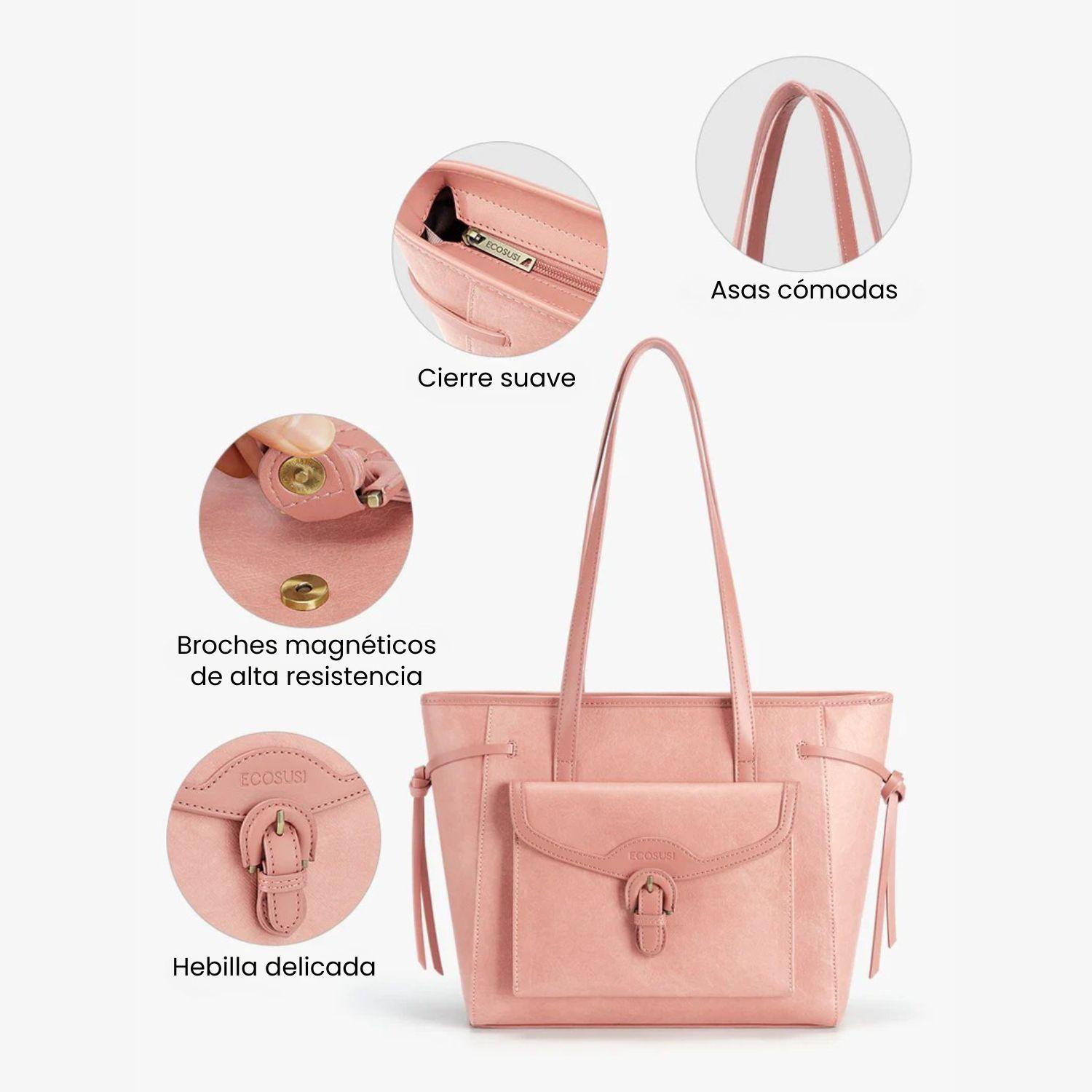 Ecosusi Bolso Tote Evelina de Papel Lavable 14L para 13" Rosado-4