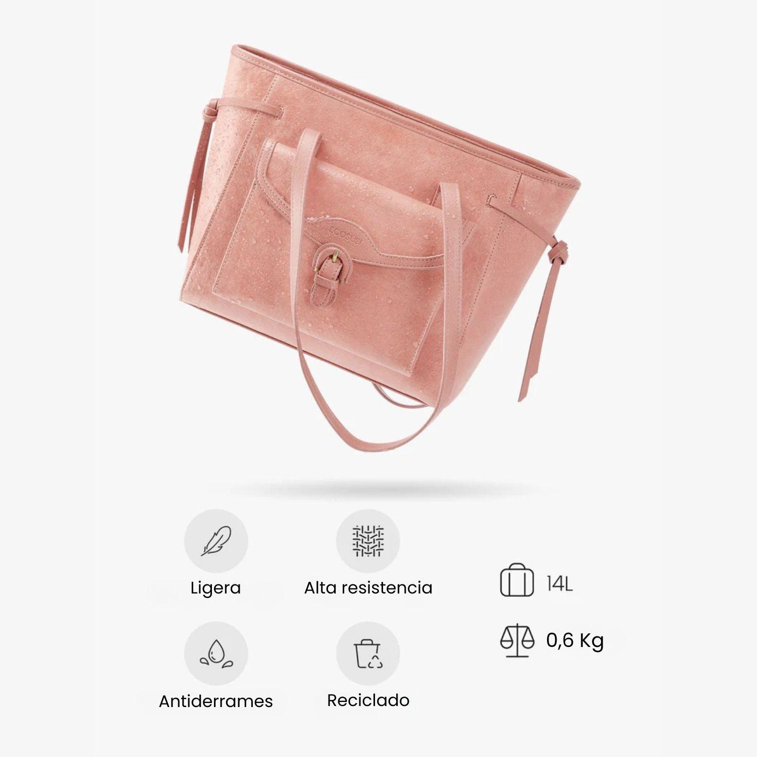 Ecosusi Bolso Tote Evelina de Papel Lavable 14L para 13" Rosado-6