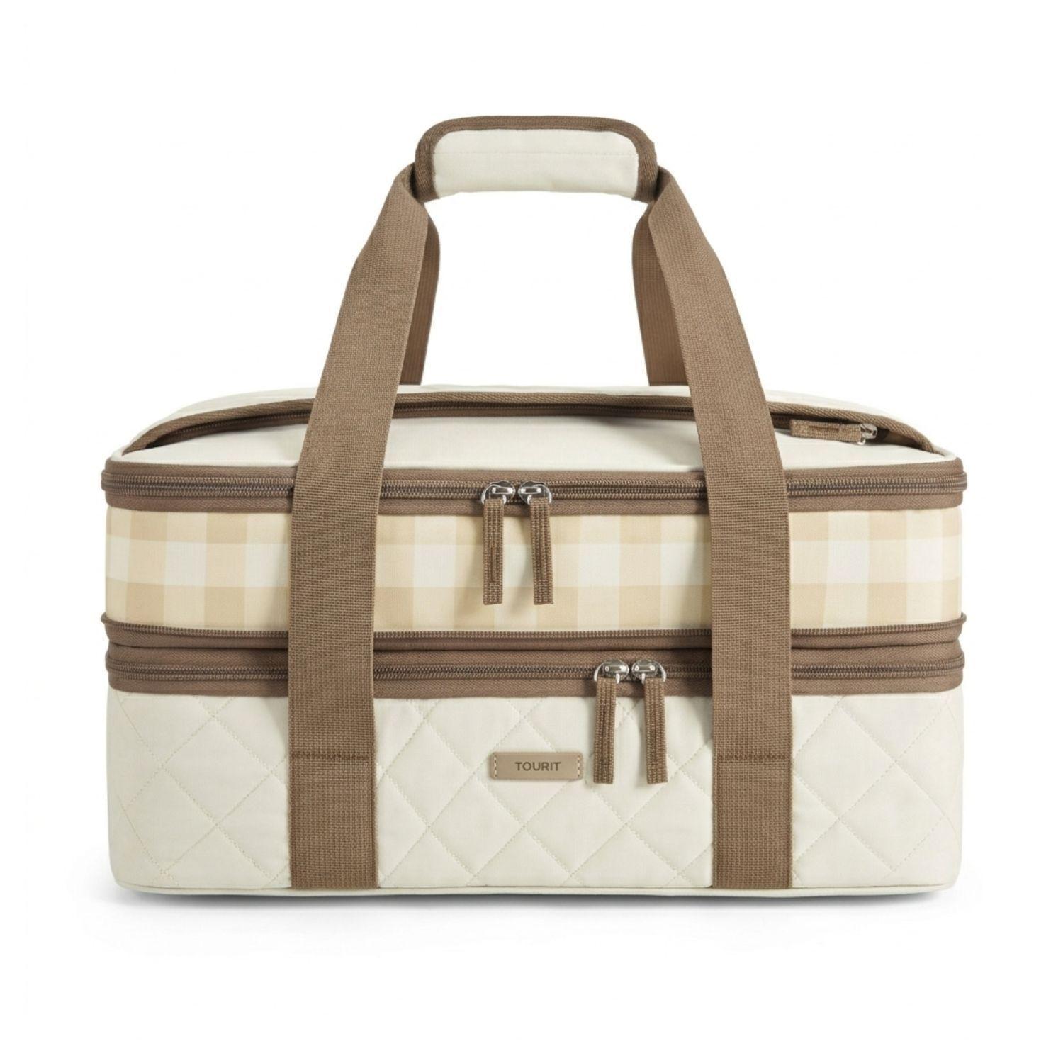 Tourit Bolsa Térmica Doble Comida 23x33cm Acolchada Beige-0
