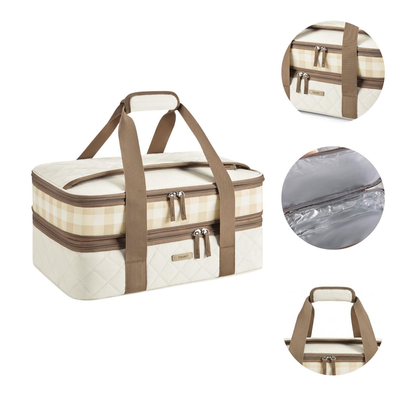 Tourit Bolsa Térmica Doble Comida 23x33cm Acolchada Beige-8