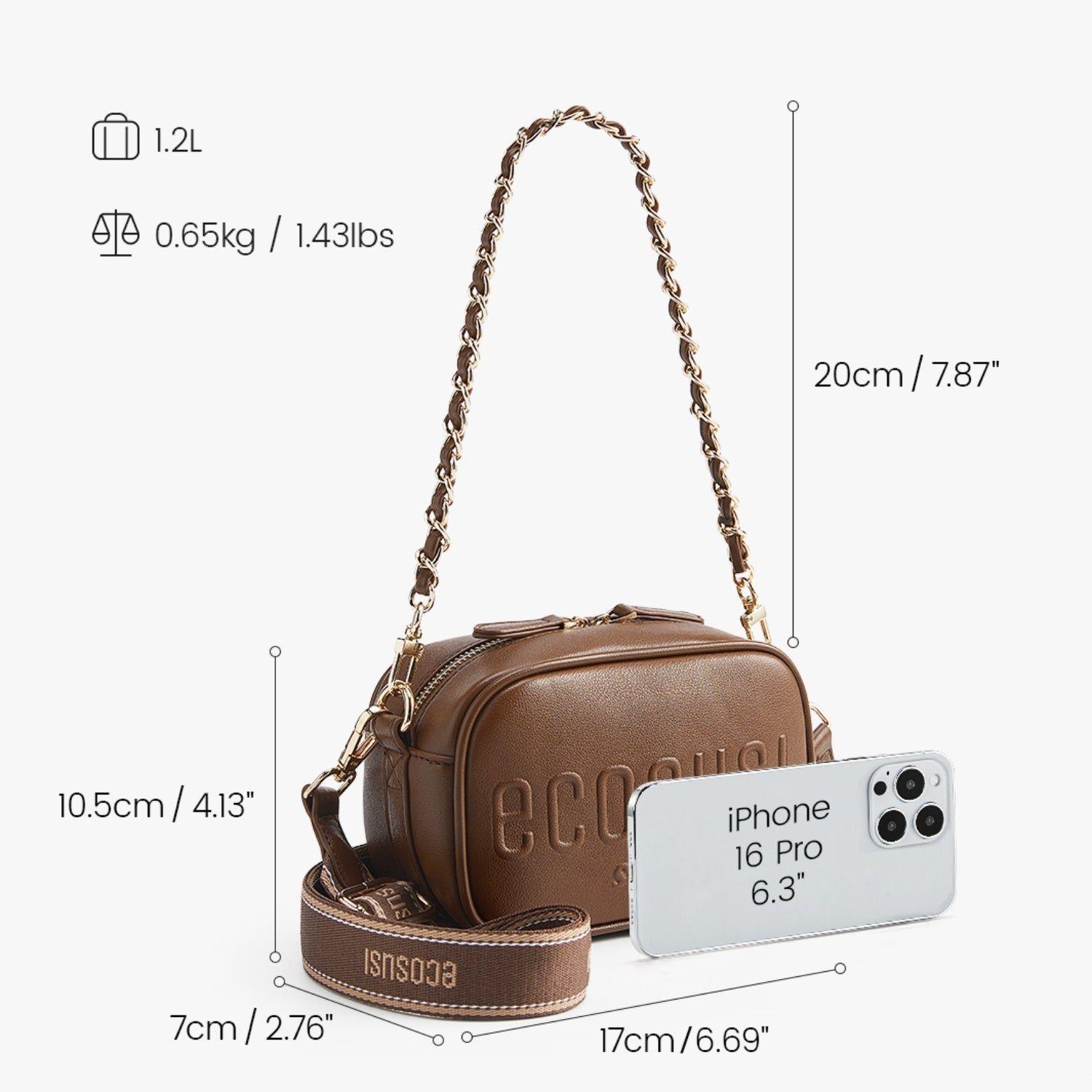 Ecosusi Mini Bandolera Cruzada Zoe de 1.2L Marrón-8