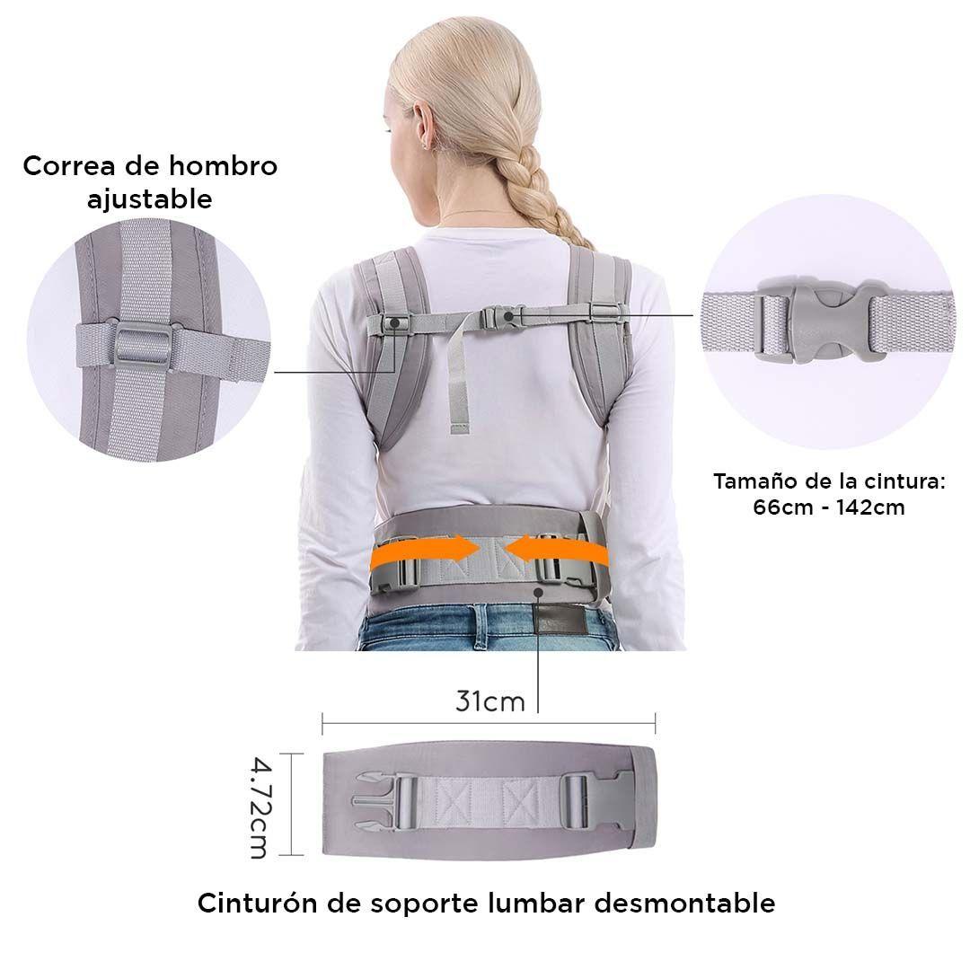 Mommore Mochila Porta bebés ligero 3 en 1 gris-2
