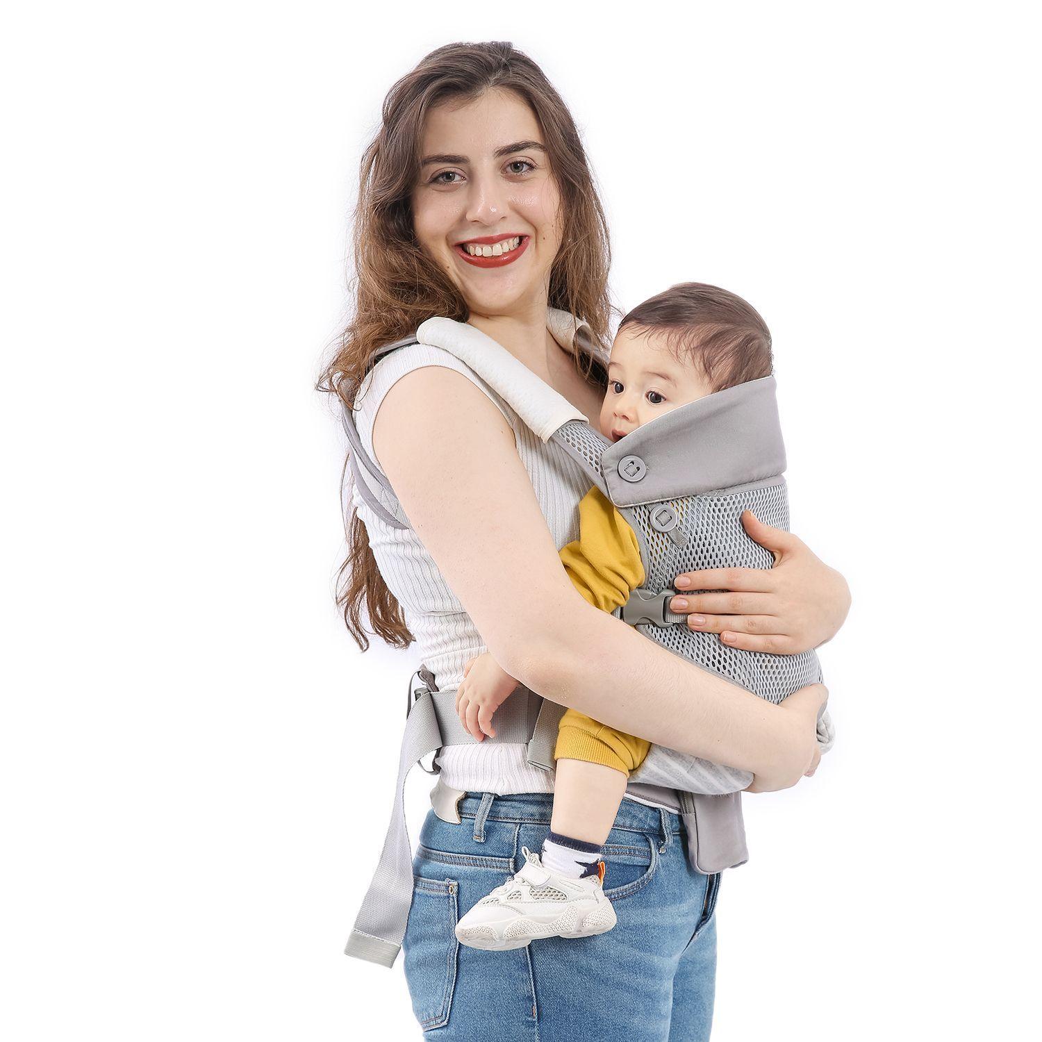 Mommore Mochila Porta bebés ligero 3 en 1 gris-3