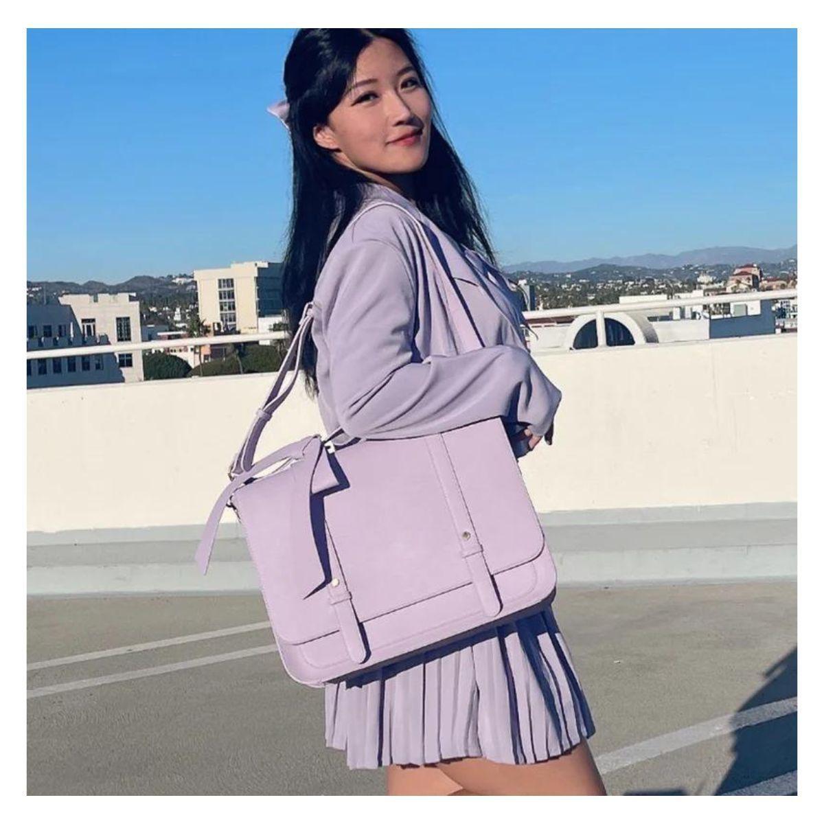 Ecosusi Mochila y Maletín con Lazo Removible Summer Garden Romance para 14" - Morado-2