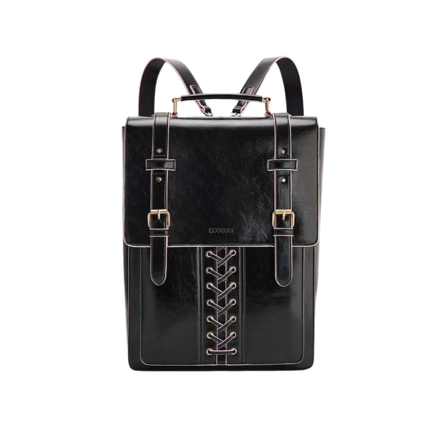 Ecosusi Mochila Vintage Emily para Notebook 15,6” - Negro Rosa-0