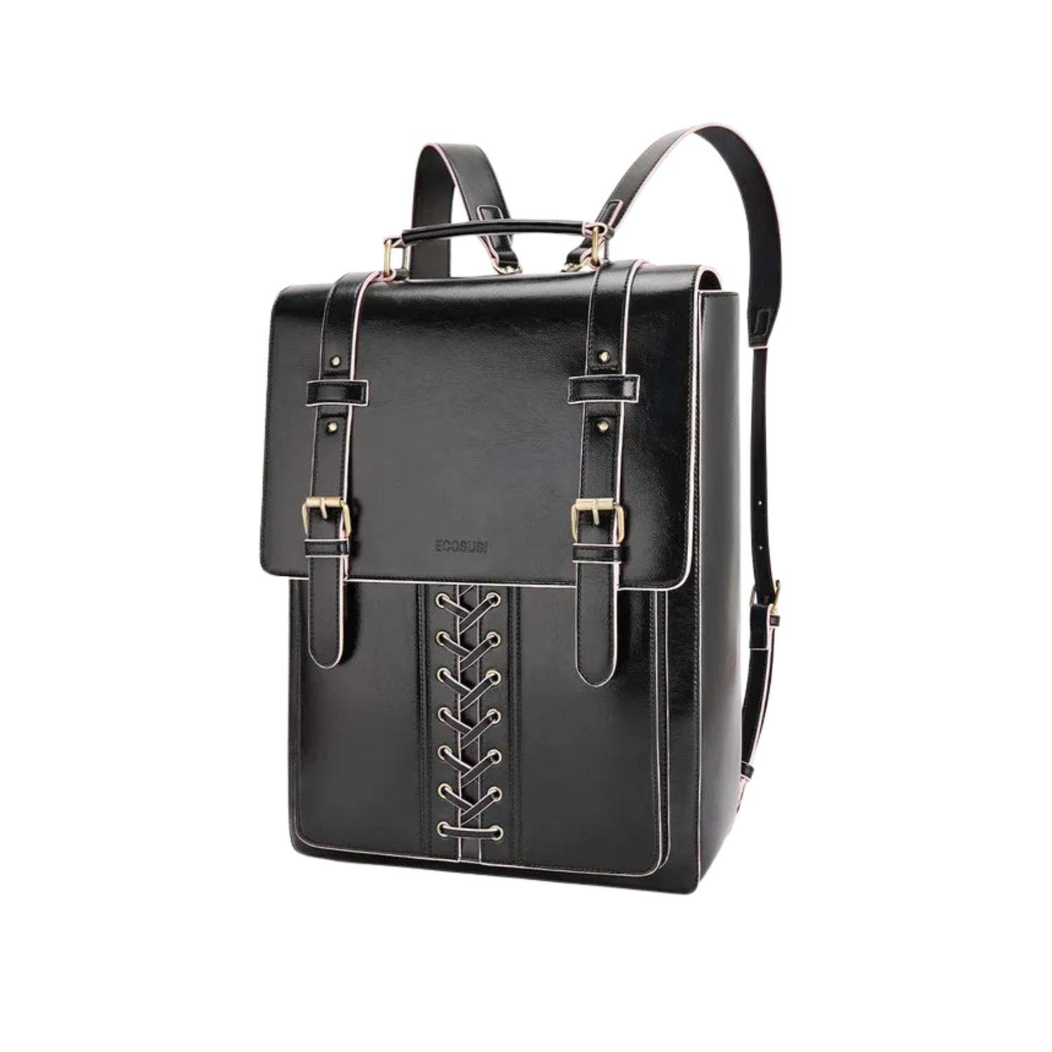 Ecosusi Mochila Vintage Emily para Notebook 15,6” - Negro Rosa-1