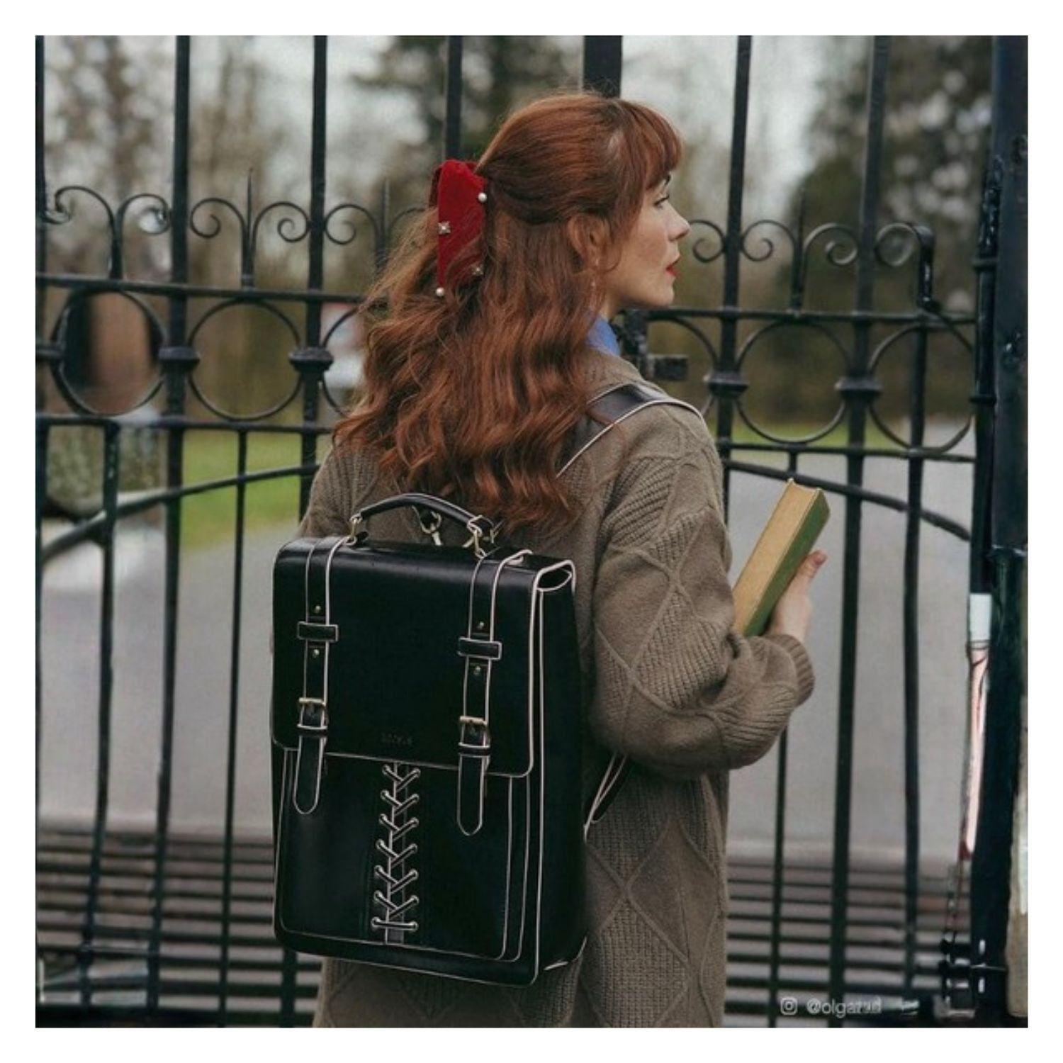 Ecosusi Mochila Vintage Emily para Notebook 15,6” - Negro Rosa-3