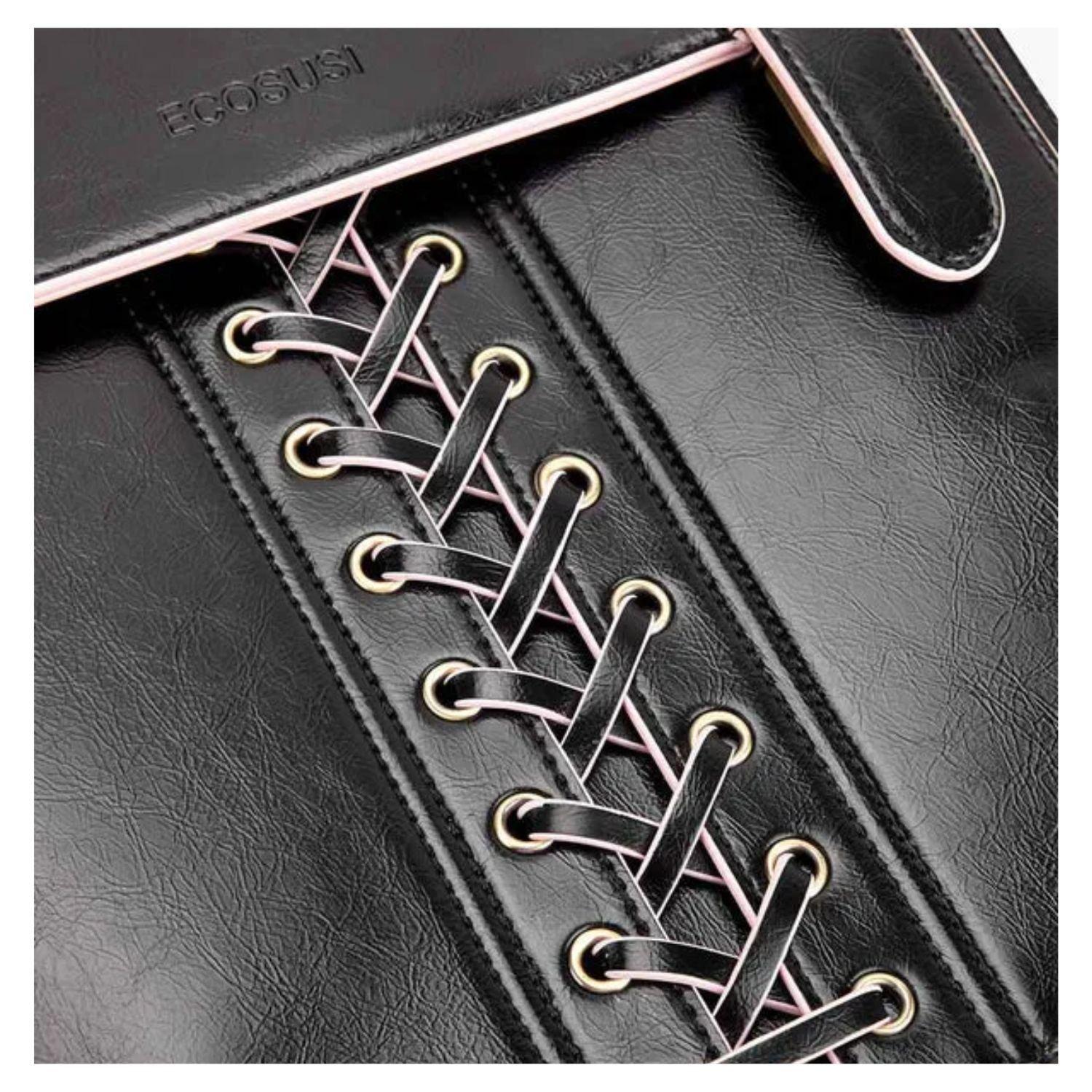 Ecosusi Mochila Vintage Emily para Notebook 15,6” - Negro Rosa-8