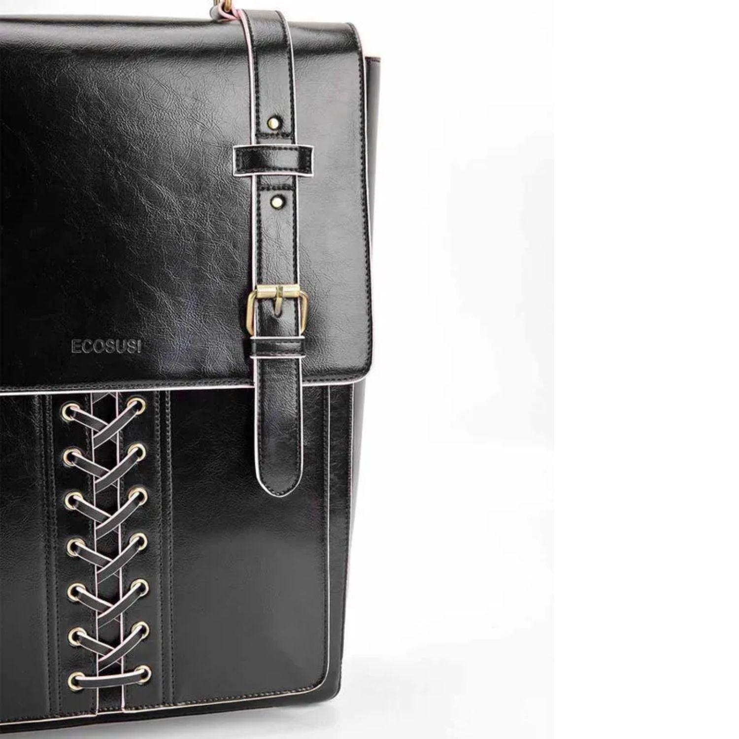 Ecosusi Mochila Vintage Emily para Notebook 15,6” - Negro Rosa-9