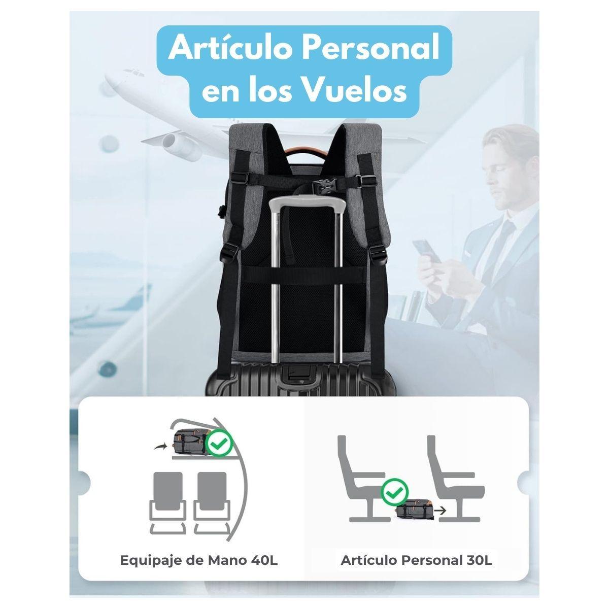 Bagsmart Mochila de Viaje Falco 30L-40L + 3 Bolsas Organizadoras - Gris-5