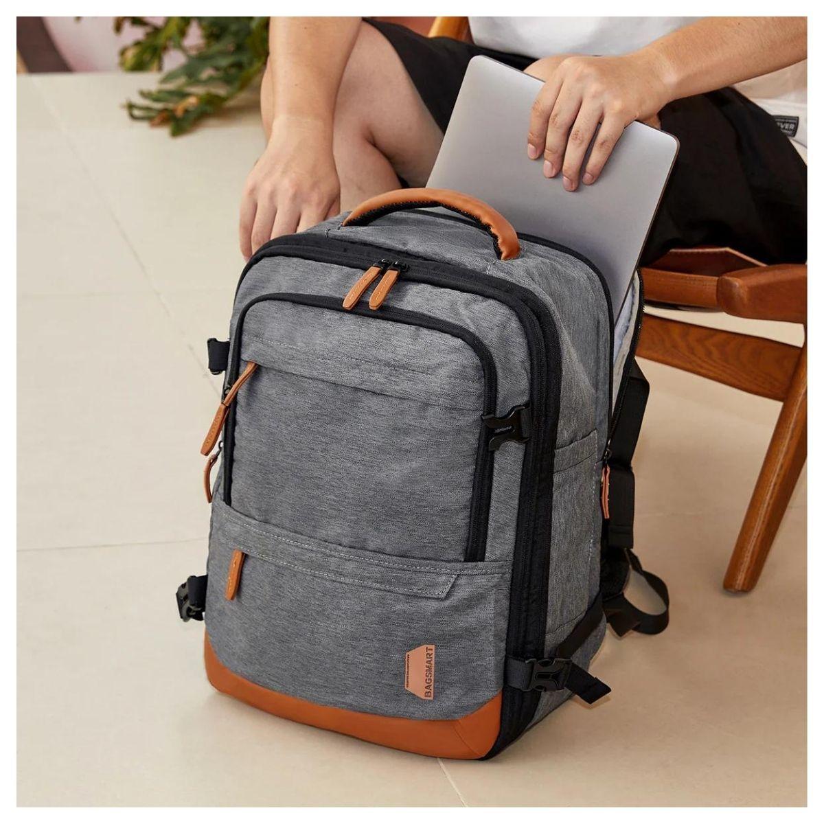 Bagsmart Mochila de Viaje Falco 30L-40L + 3 Bolsas Organizadoras - Gris-7