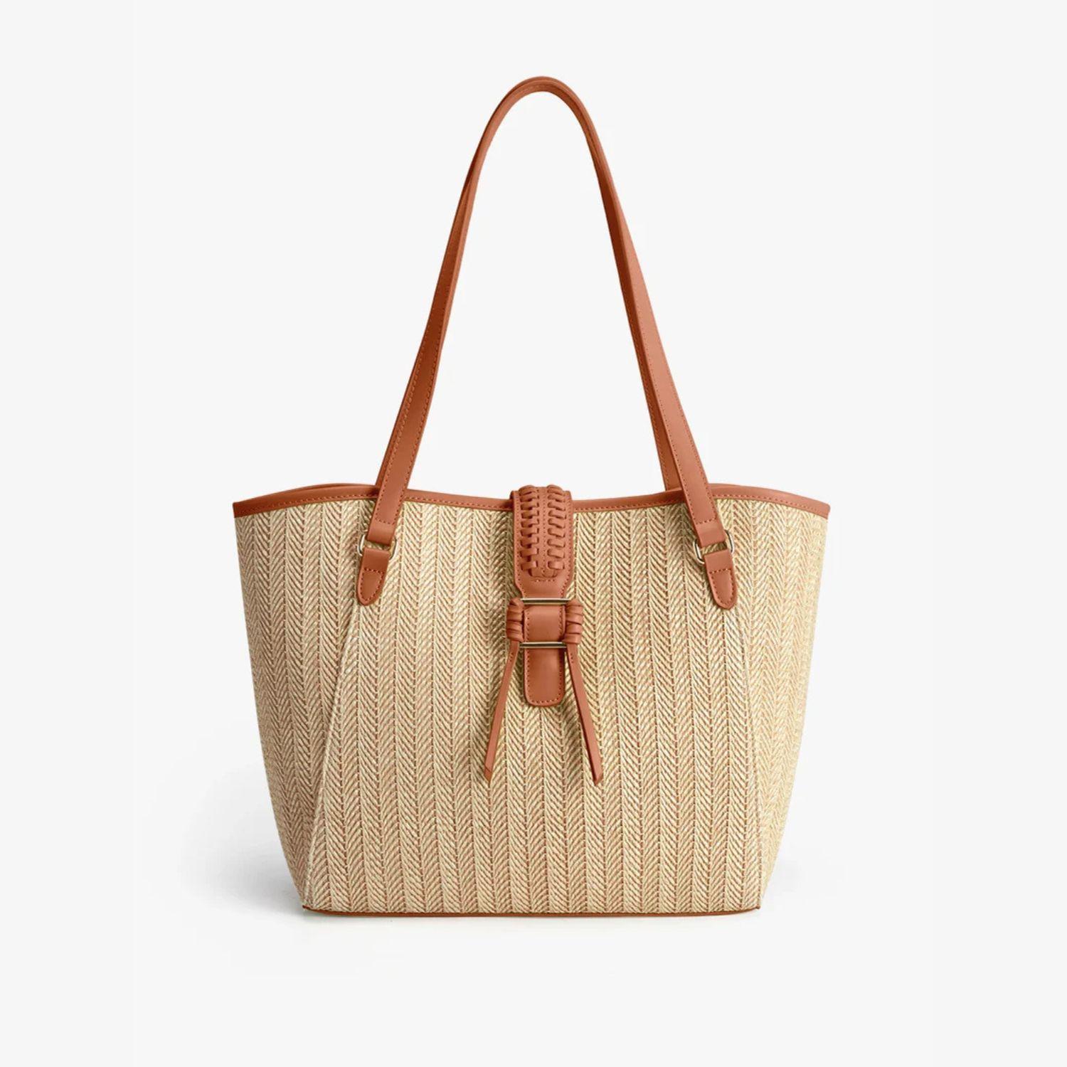 Ecosusi Cartera Tote Marina de Rafia Natural 14L para 14" Marrón-0