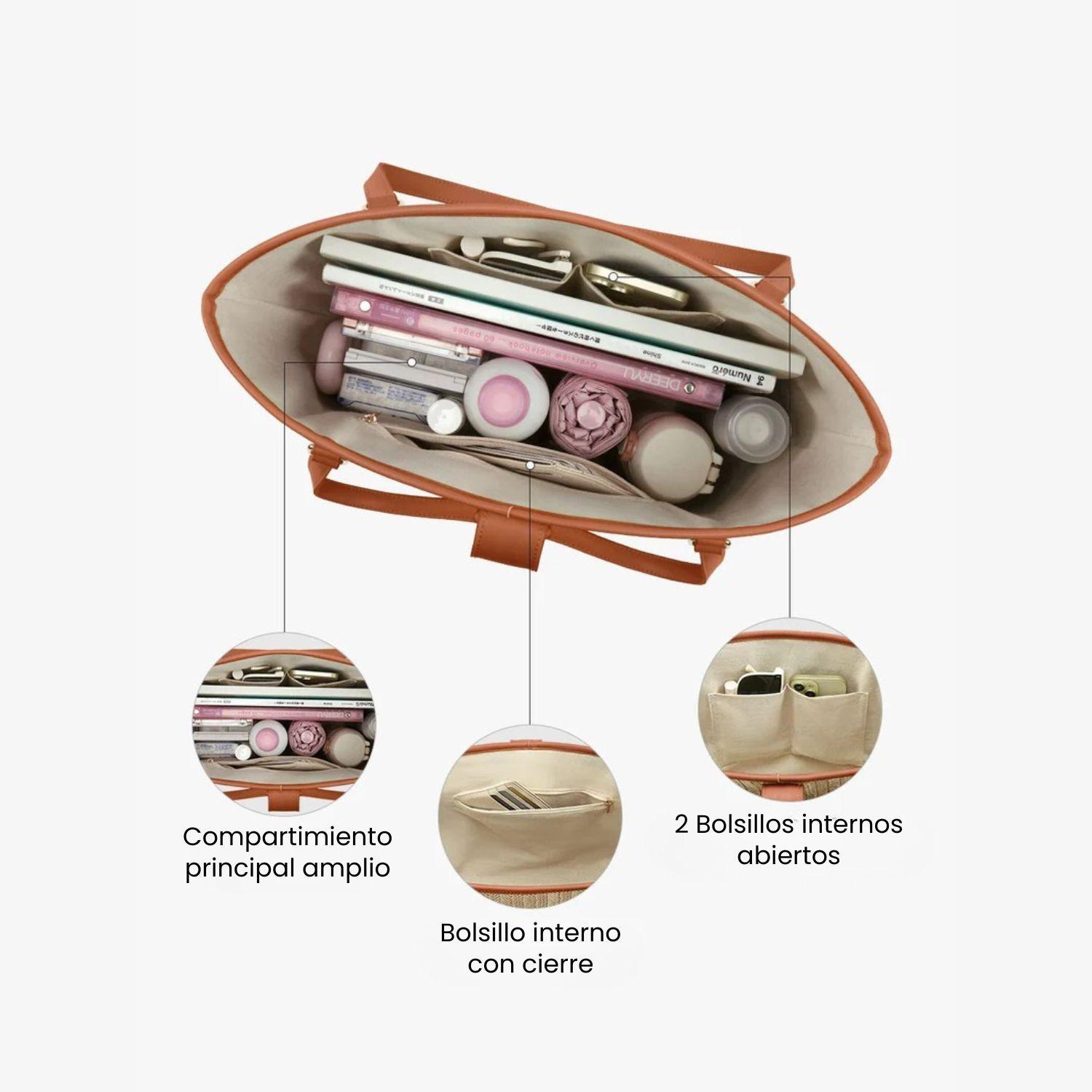 Ecosusi Cartera Tote Marina de Rafia Natural 14L para 14" Marrón-5