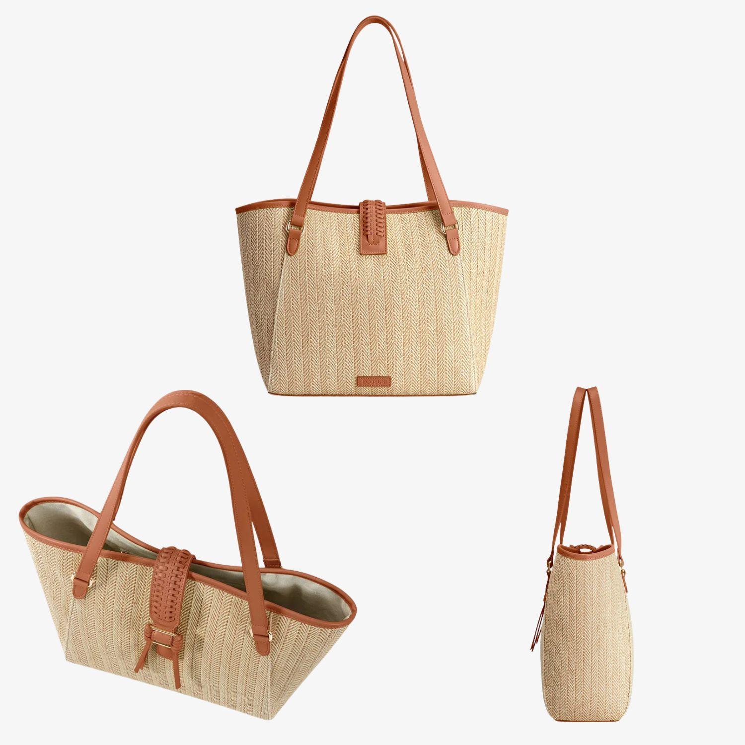 Ecosusi Cartera Tote Marina de Rafia Natural 14L para 14" Marrón-7