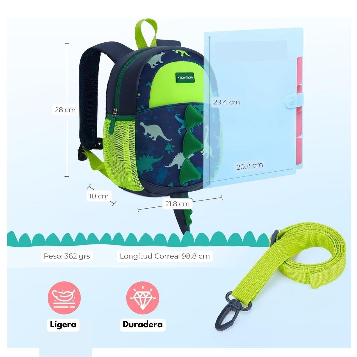 Mommore Mochila para Niños Dinosaurio 6L - Verde-3