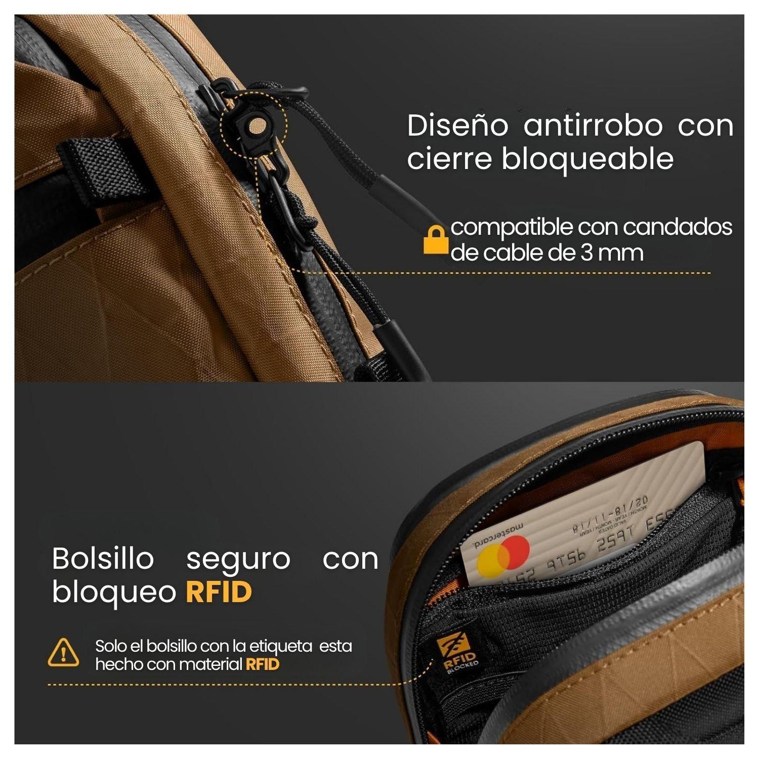 Tomtoc Bolso Bandolera de Viaje Aviator-T37 RFID Versión X-Pac Marrón-6