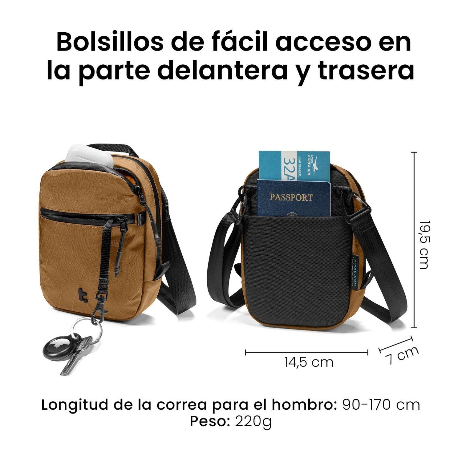 Tomtoc Bolso Bandolera de Viaje Aviator-T37 RFID Versión X-Pac Marrón-8