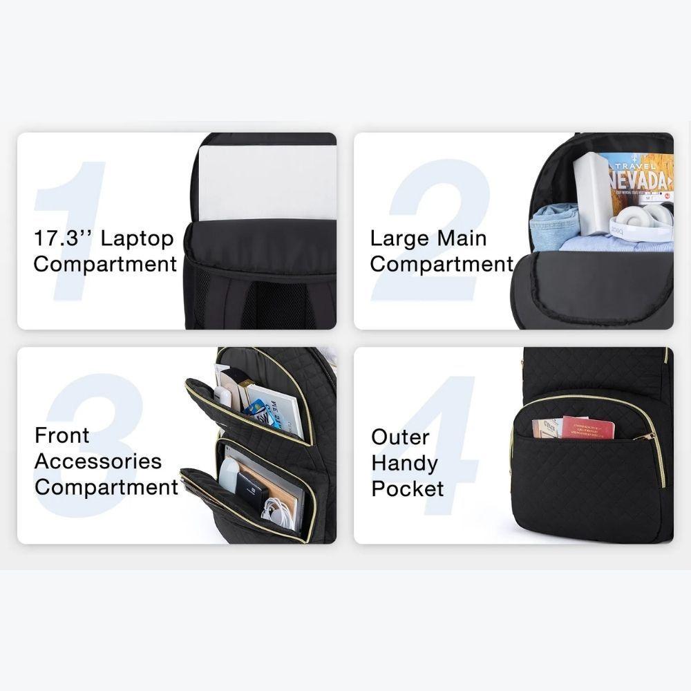 Bagsmart - Mochila de Viaje Acolchada para Laptop de 17.3" - Negro-3
