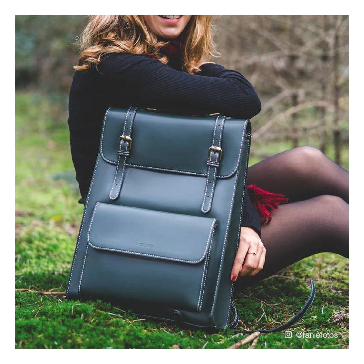 Ecosusi Mochila Vintage Camellia para Notebook 15,6" - Verde-2