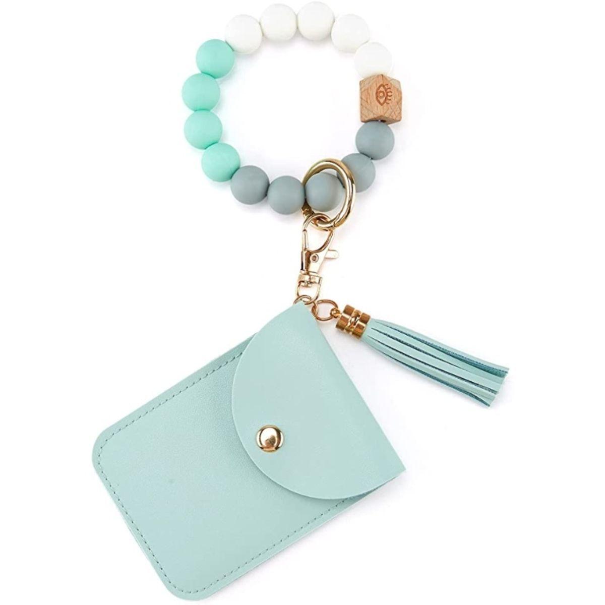 ECOSUSI Llavero de pulsera con billetera - Verde Menta-0