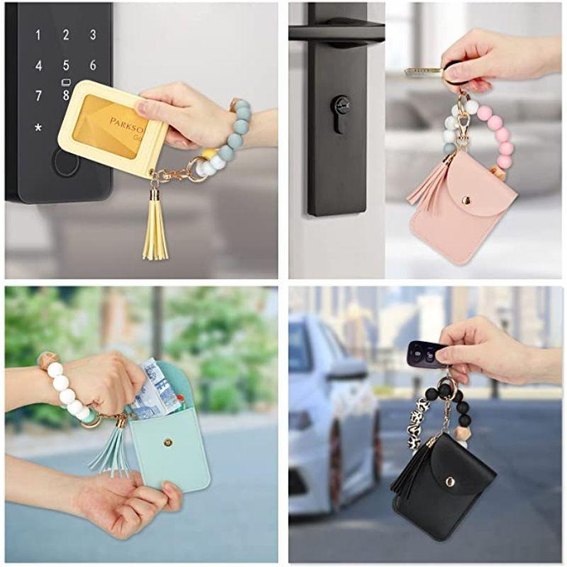 ECOSUSI Llavero de pulsera con billetera - Verde Menta-5