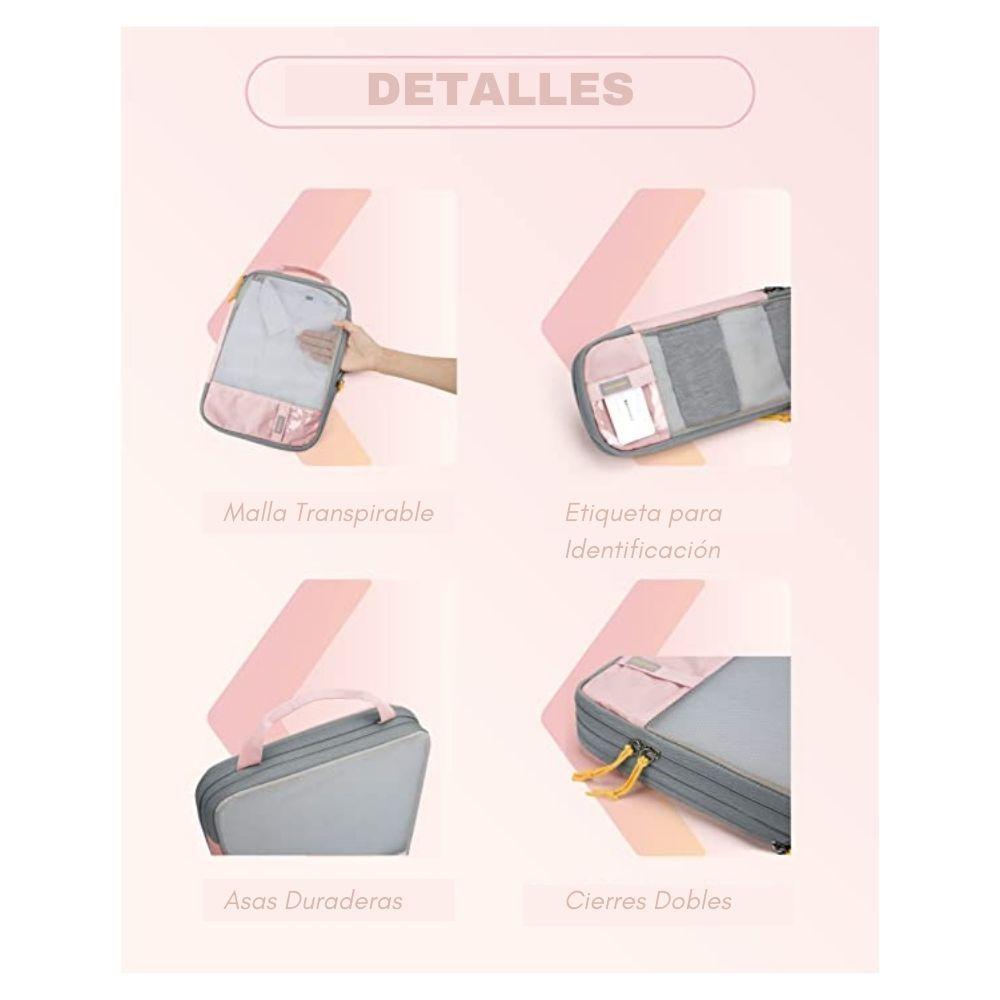 Bagsmart Organizadores de Equipaje con Compresión 6 pzs Rosado-3